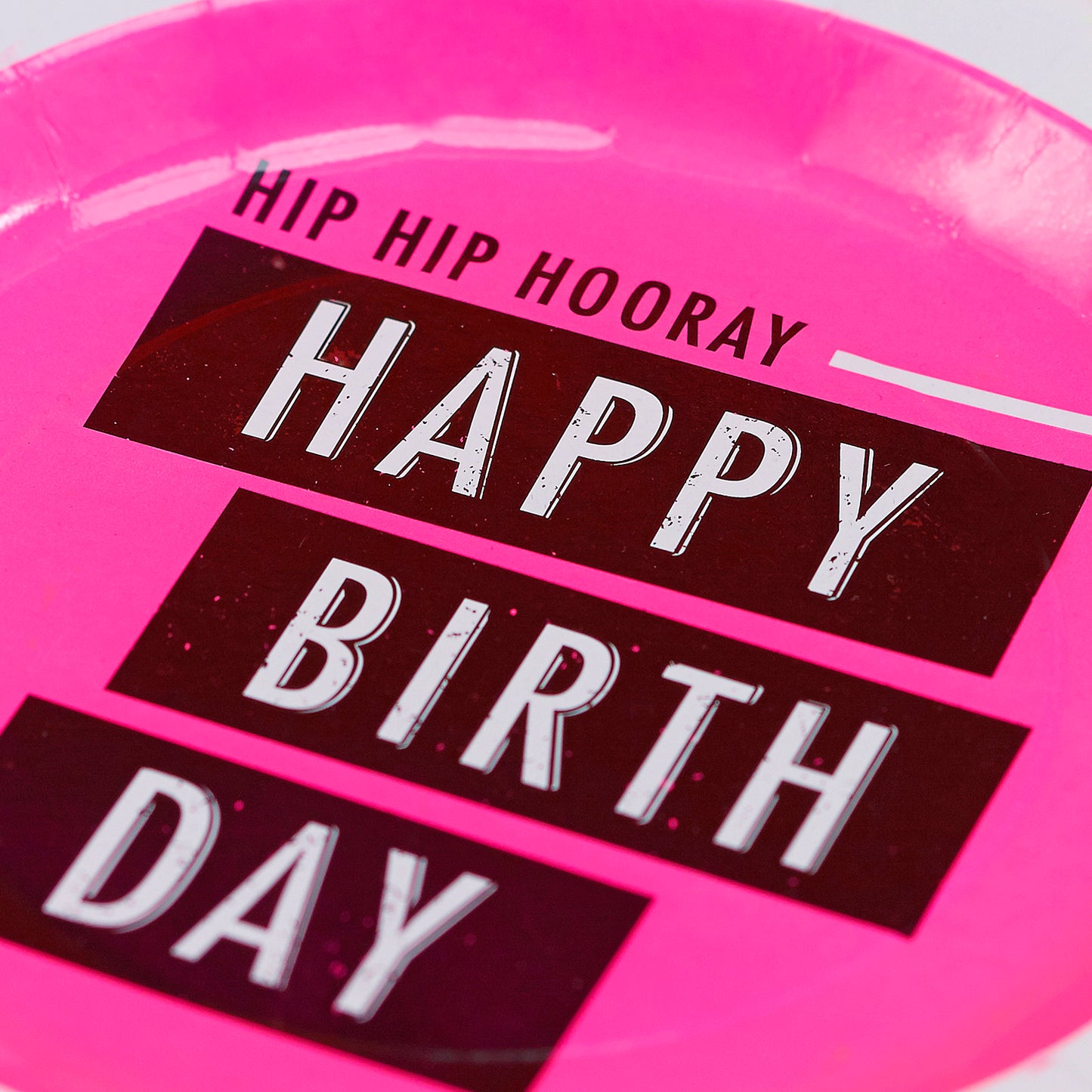 Happy Birthday Pink Paper Plates - Neon Birthday