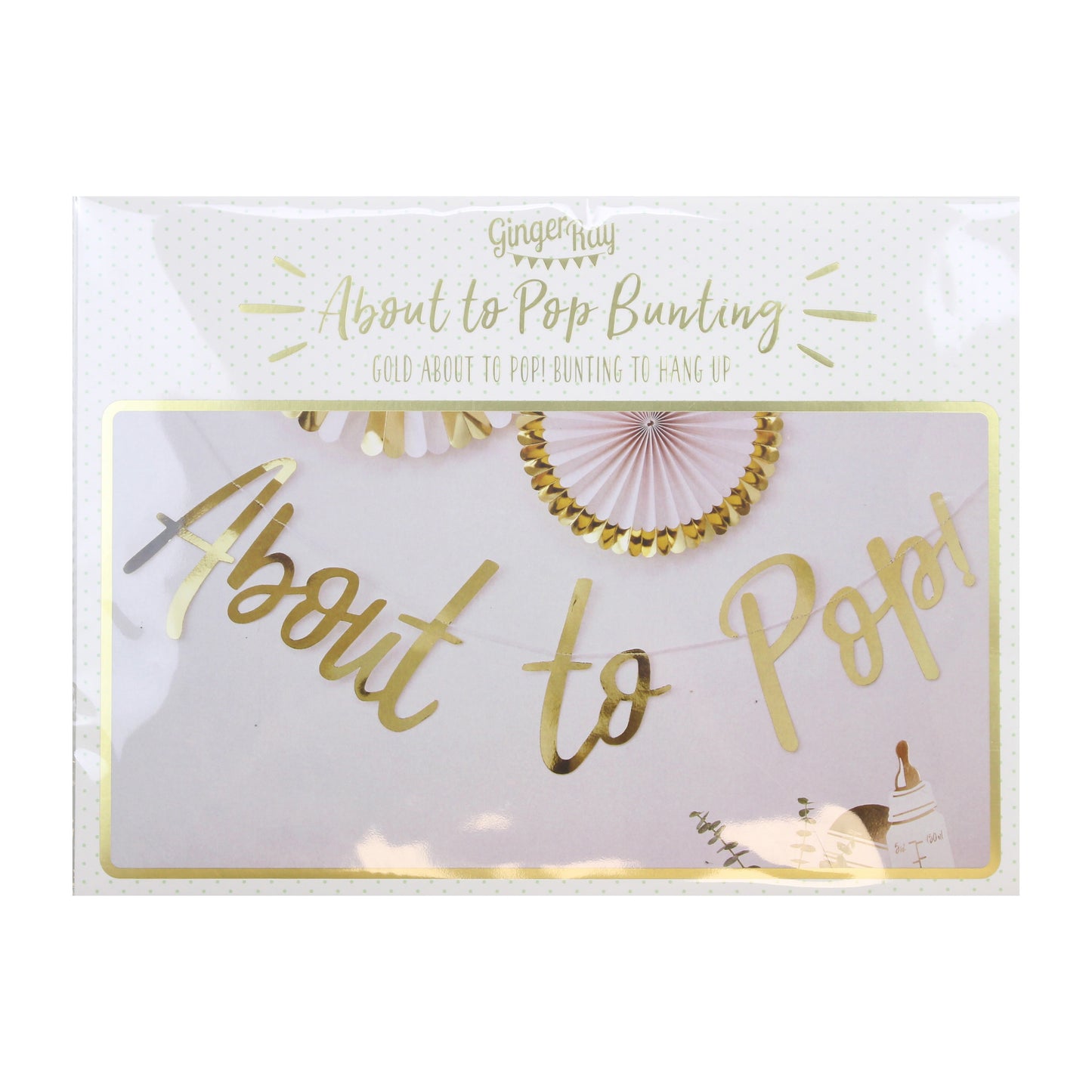 Gold Foiled About to Pop Baby Shower Banner