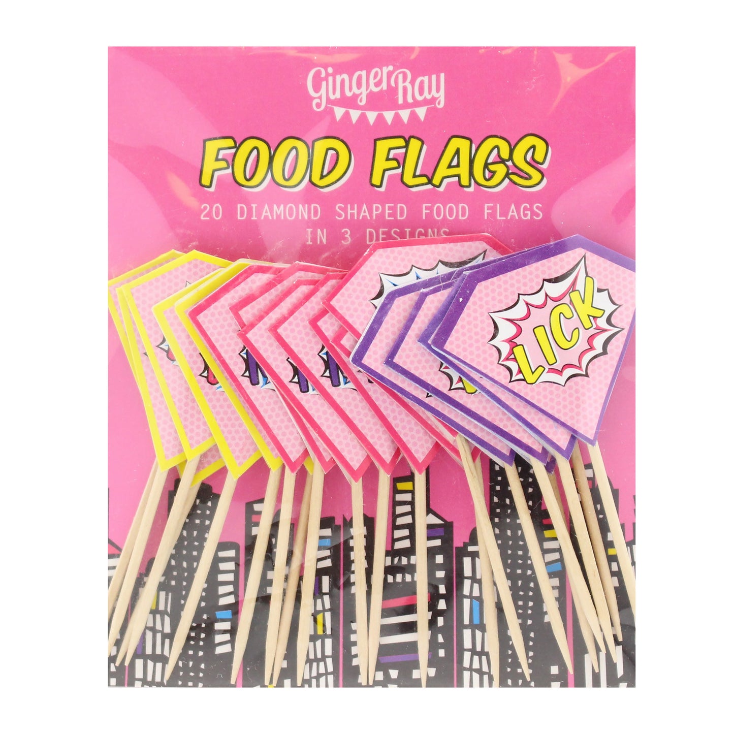 Pink Superhero Cupcake Sticks - Pop Art Superhero Party