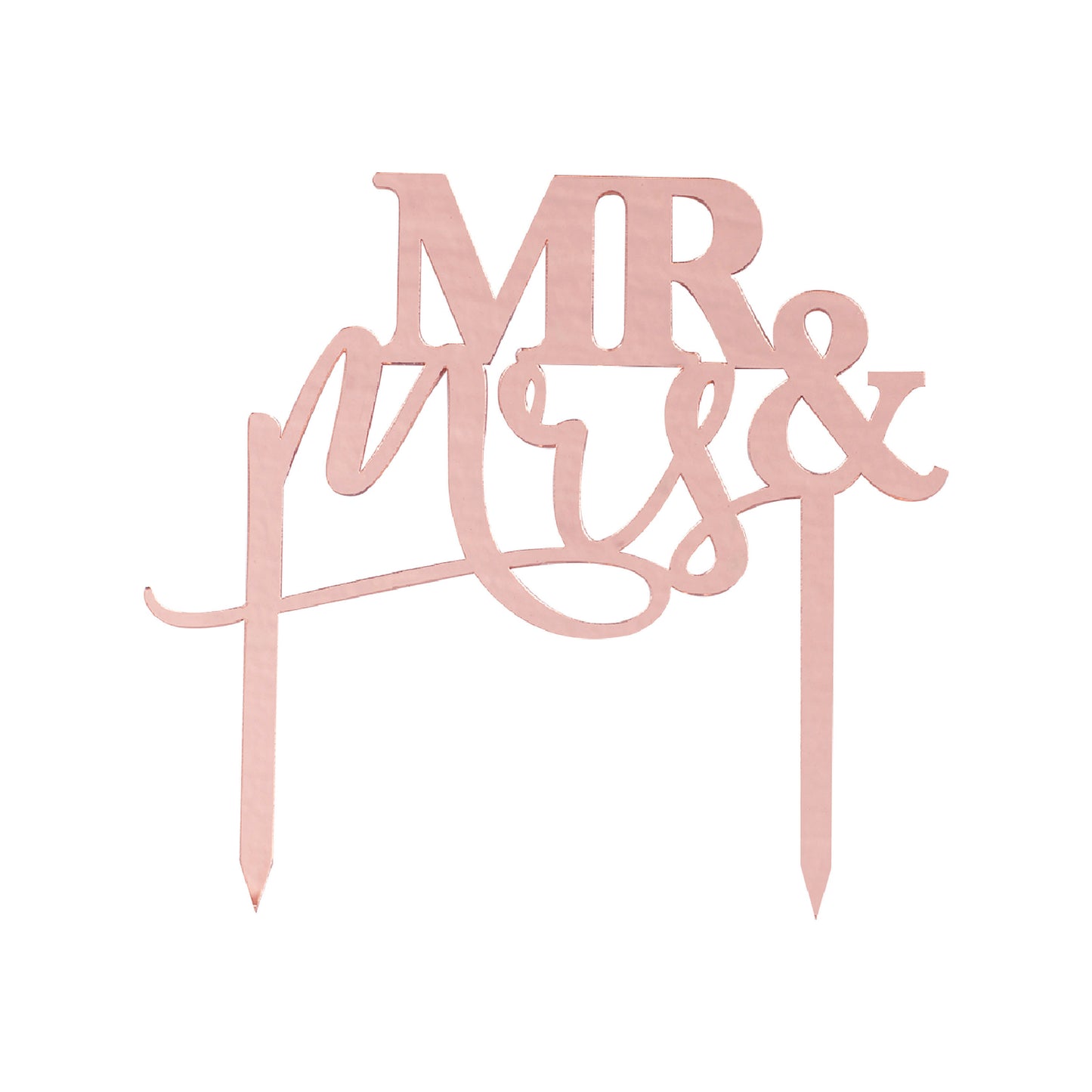 Mr and Mrs Rose Gold Acrylic Wedding Cake Topper