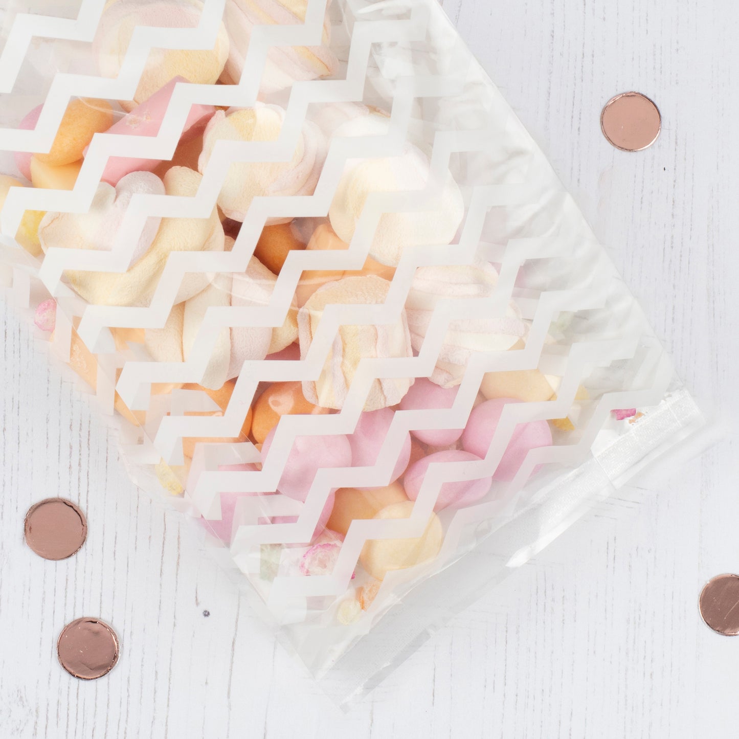 White Chevron Party Bags