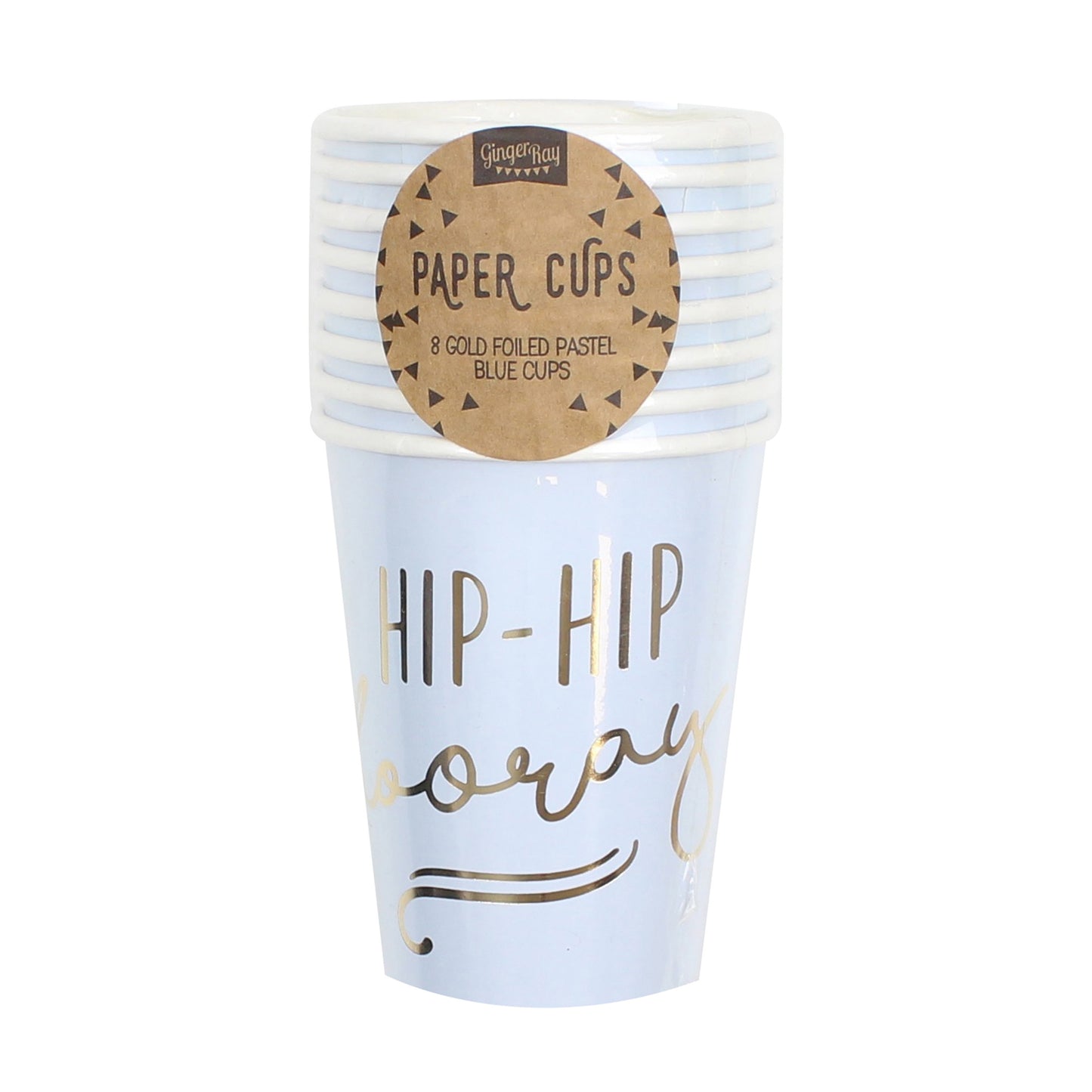 Gold Foiled Hip Hip Hooray Blue Paper Cups - Pick & Mix