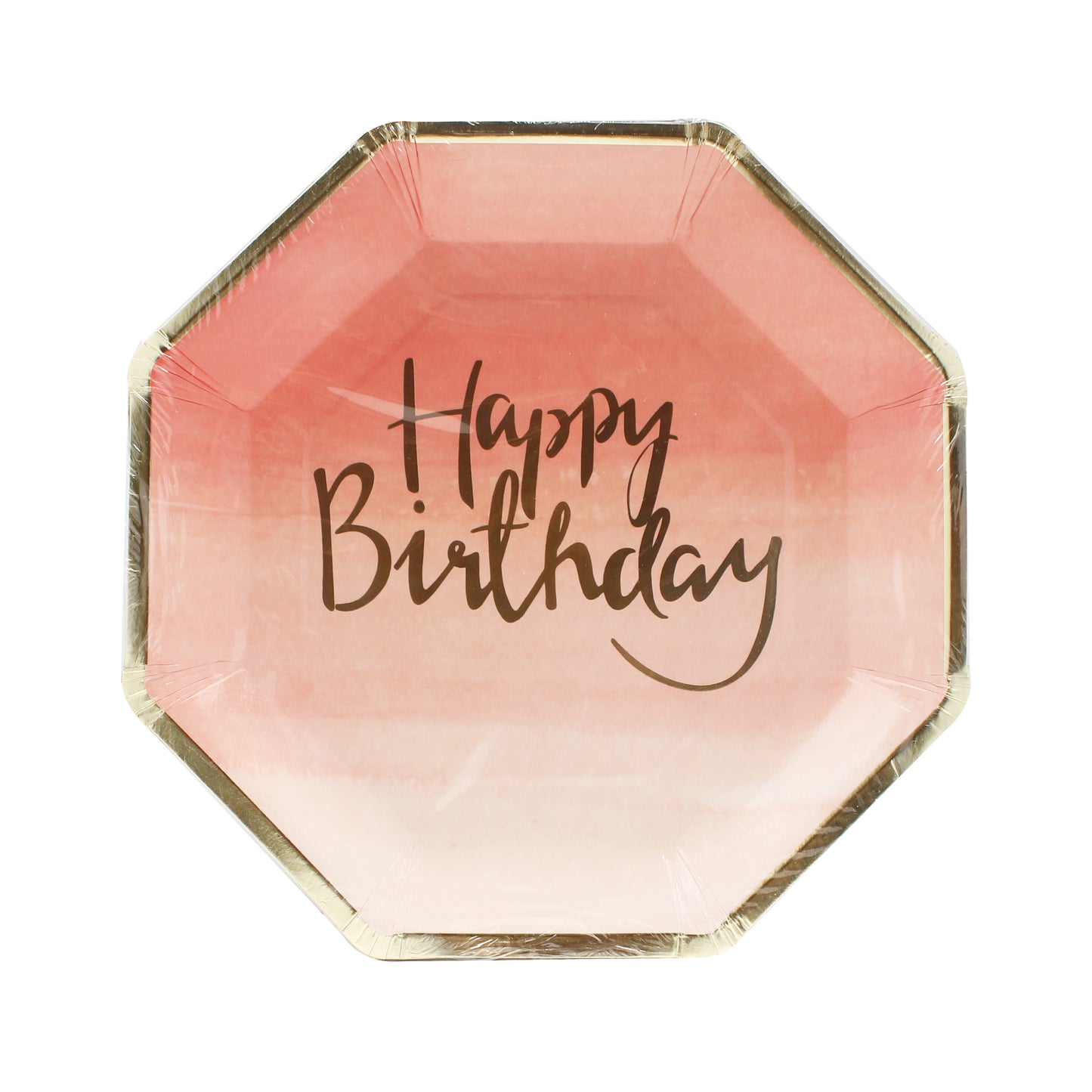 Gold Foiled Pink Ombre Happy Birthday Paper Plates - Pick and Mix