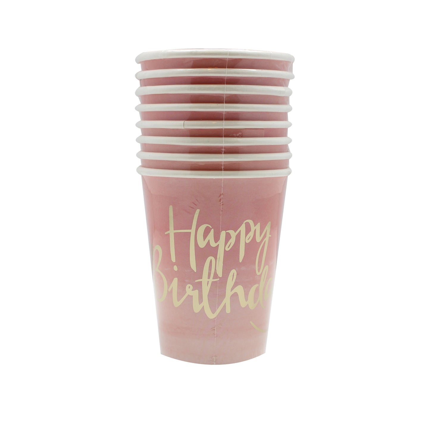 Gold Foiled Pink Ombre Happy Birthday Paper Cups - Pick and Mix