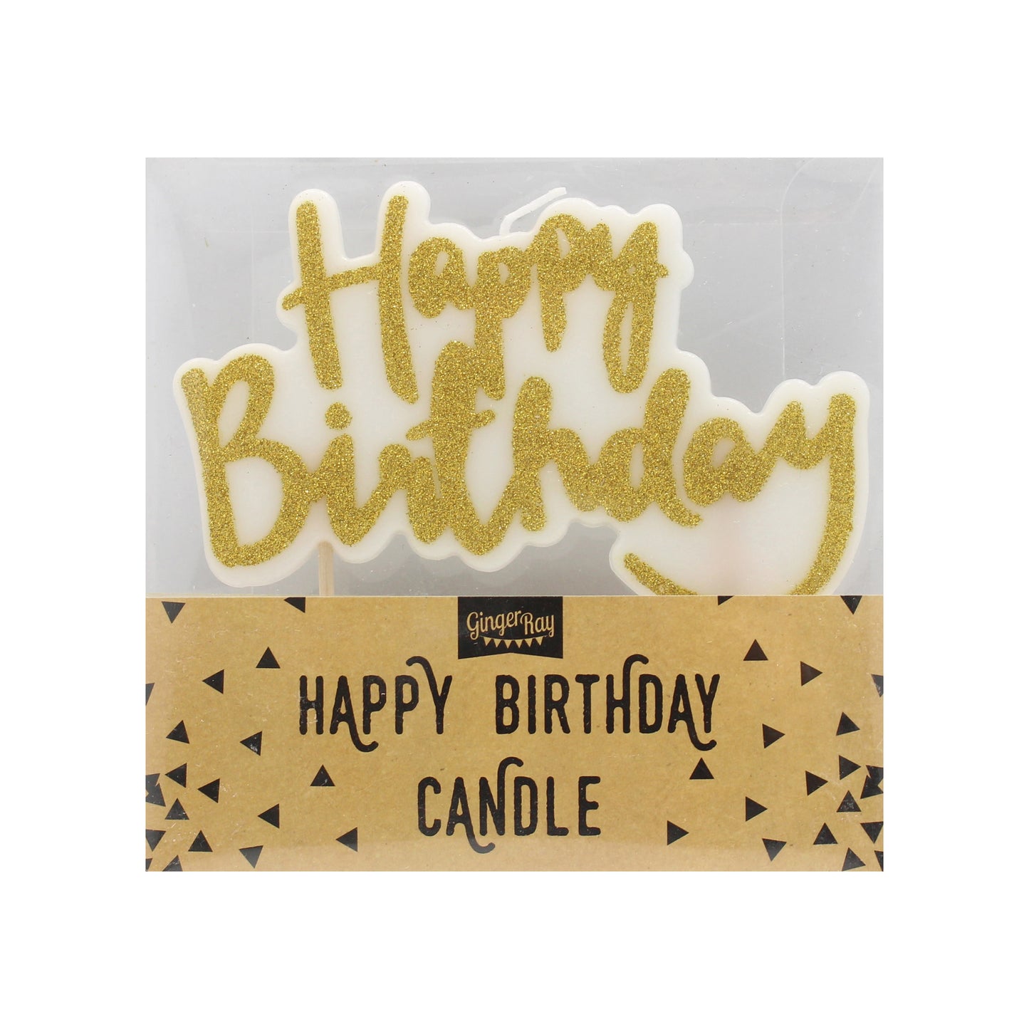 Gold Glitter Happy Birthday Candle