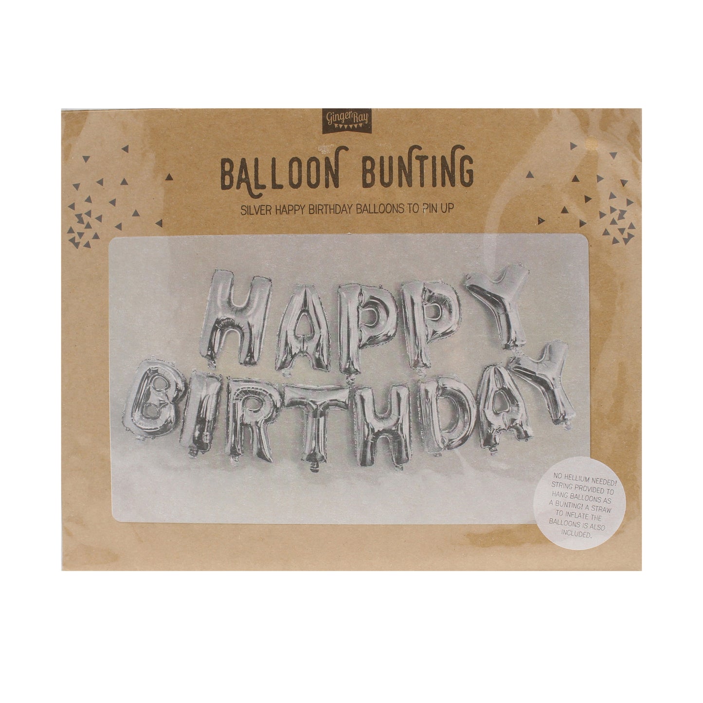Silver Happy Birthday Foil Balloon Bunting