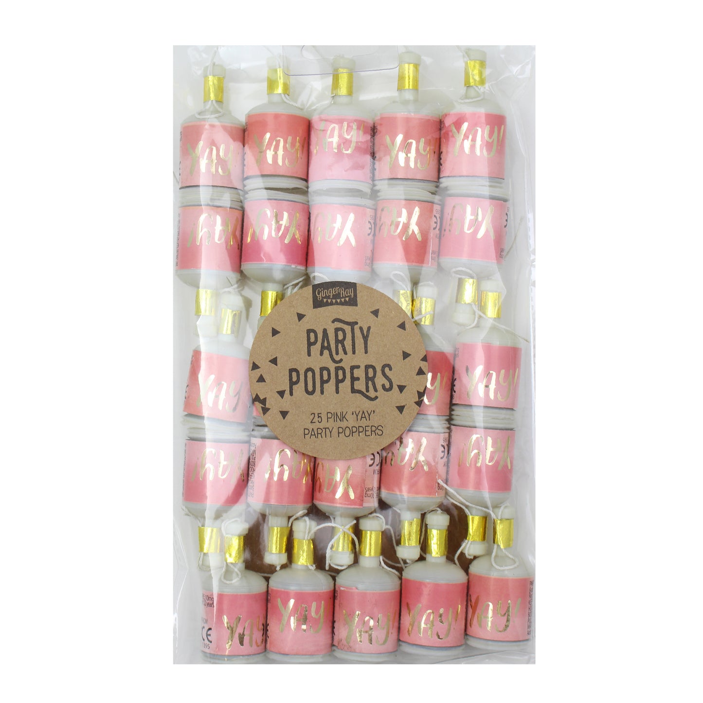 Pink Ombre Gold Foiled Yay! Party Poppers