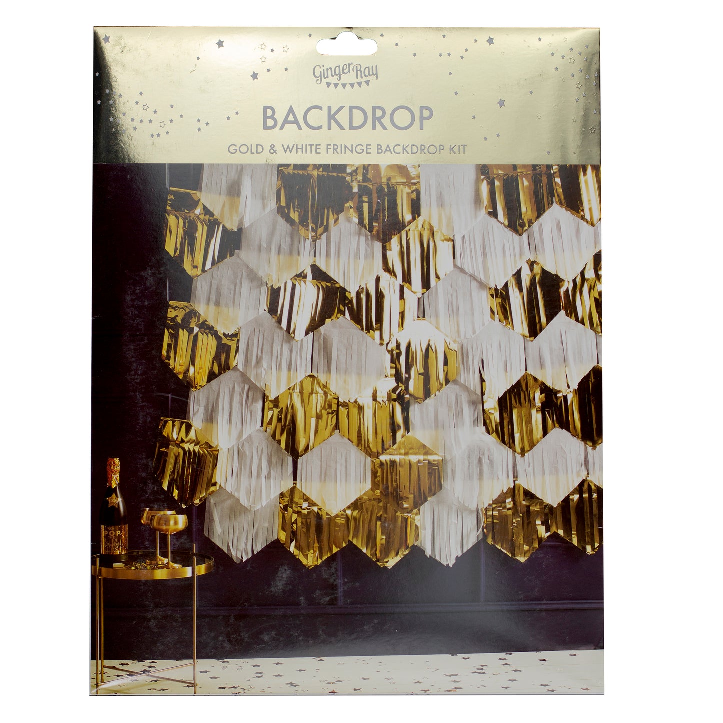 White and Gold Fringe Backdrop Background Decoration