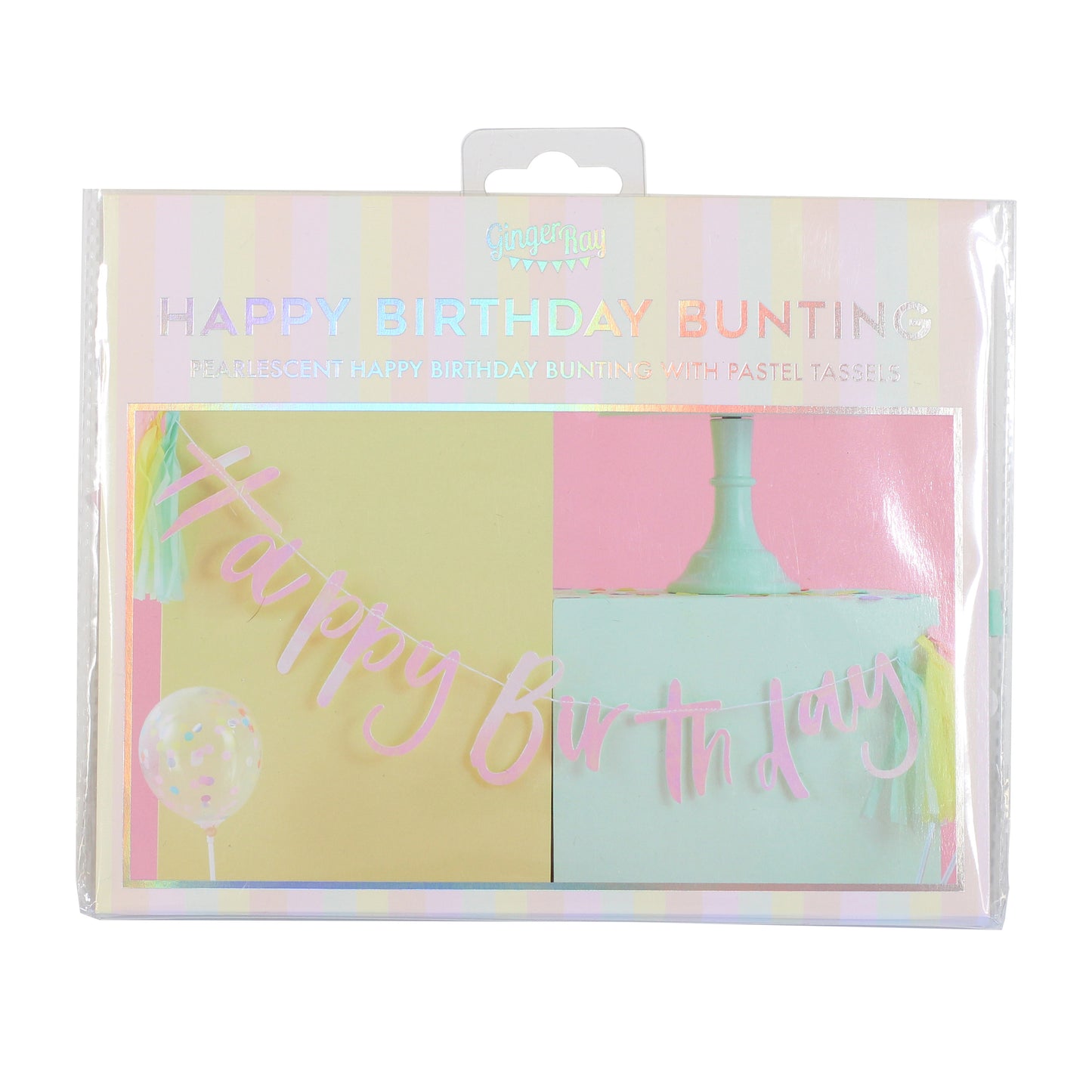 Iridescent Happy Birthday Bunting with Tassels