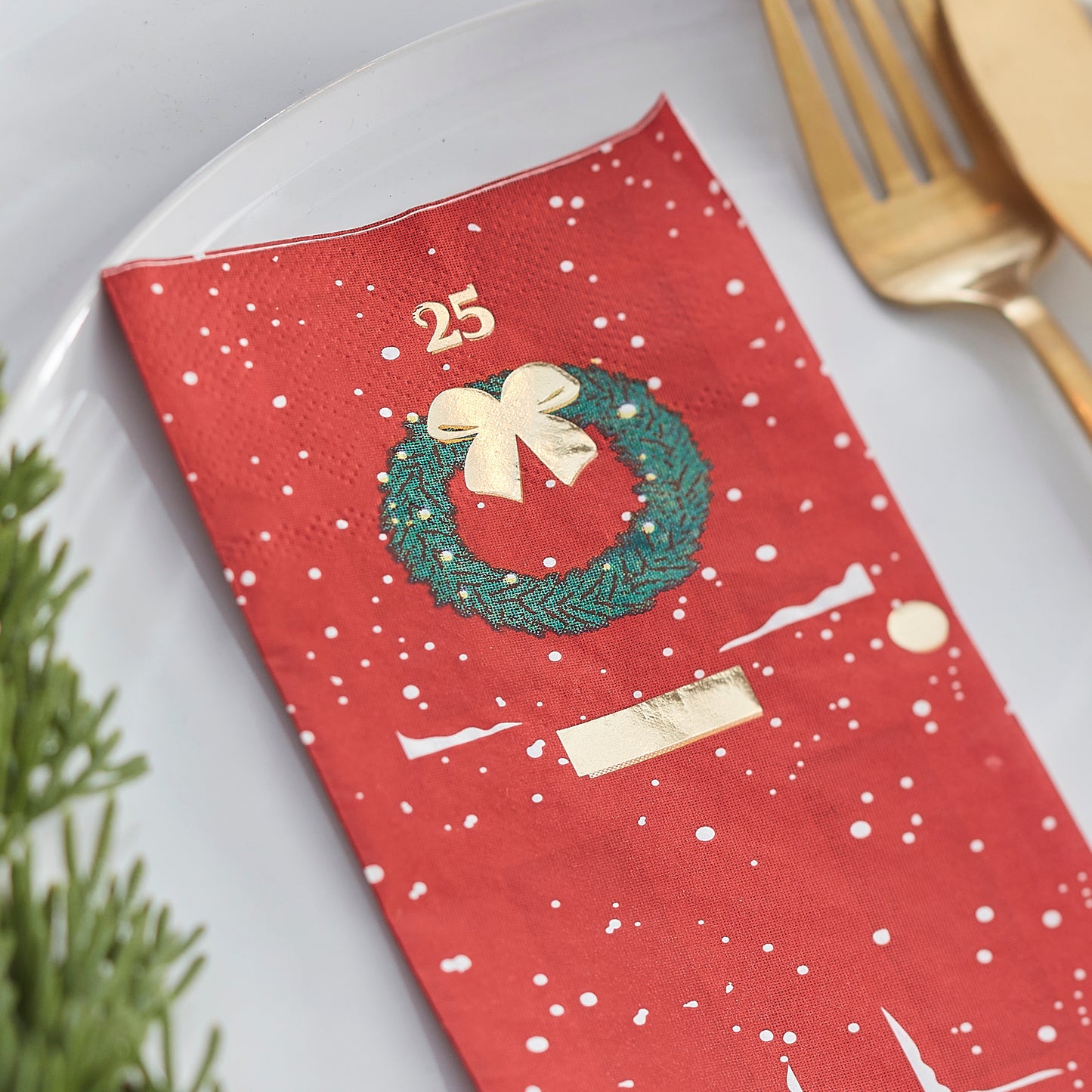 Gold Foiled Christmas Door Napkins