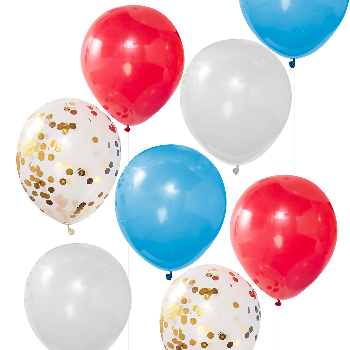 Red White Blue & Gold Confetti Balloons - Party Like Royalty