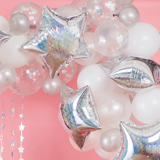 Silver Iridescent Balloon Arch Kit