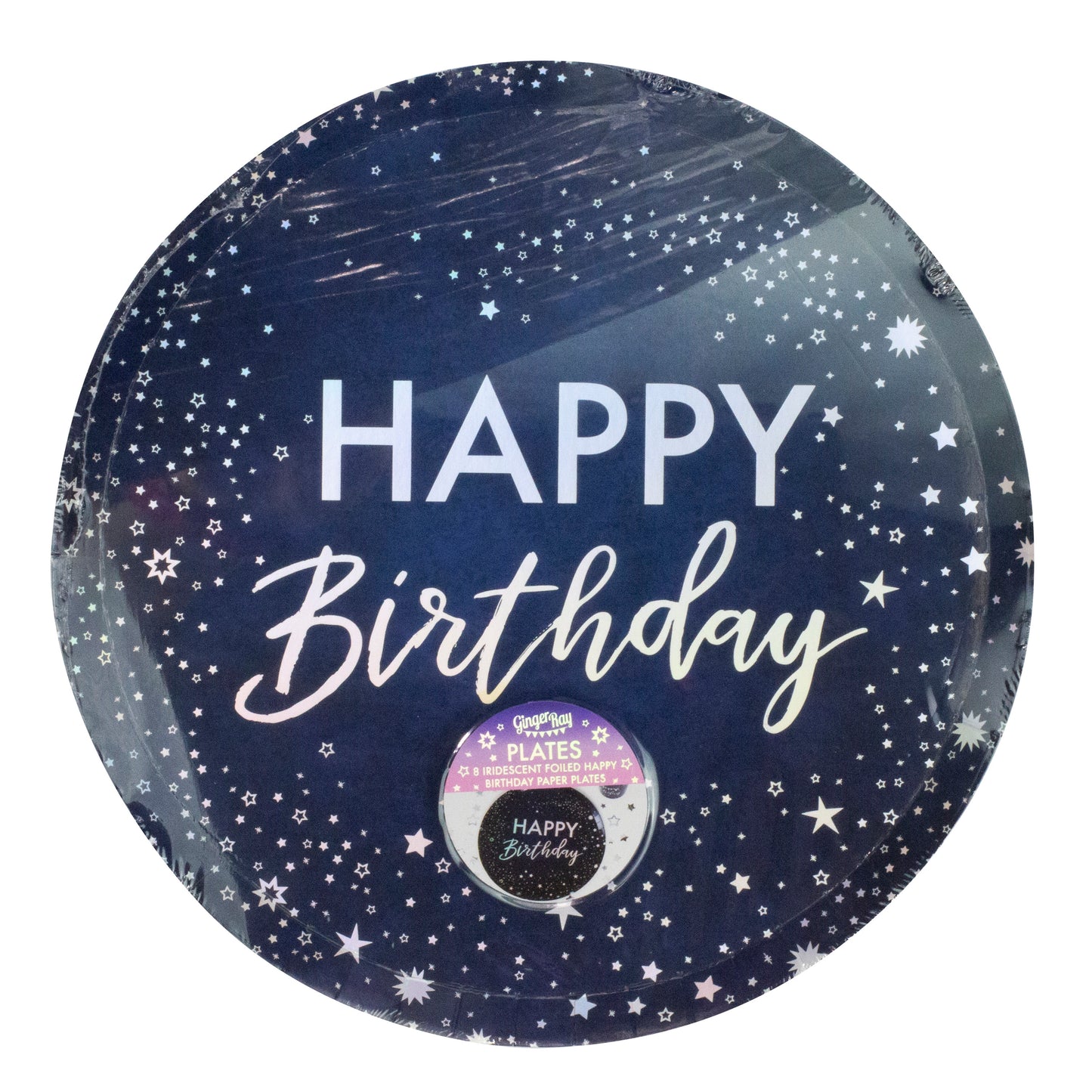 Iridescent Foiled Happy Birthday Paper Plates