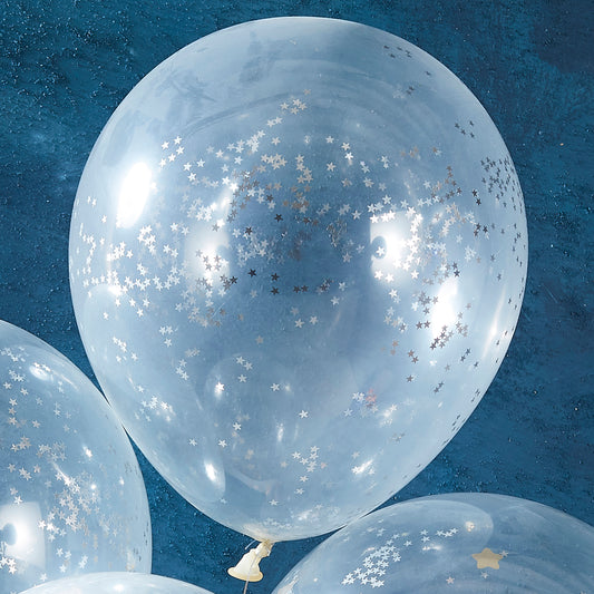 Silver Glitter Filled Confetti Balloons