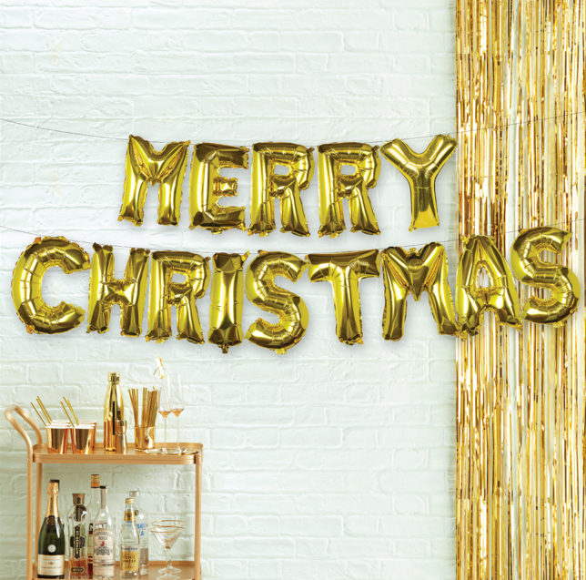 Gold Balloon Merry Christmas Bunting
