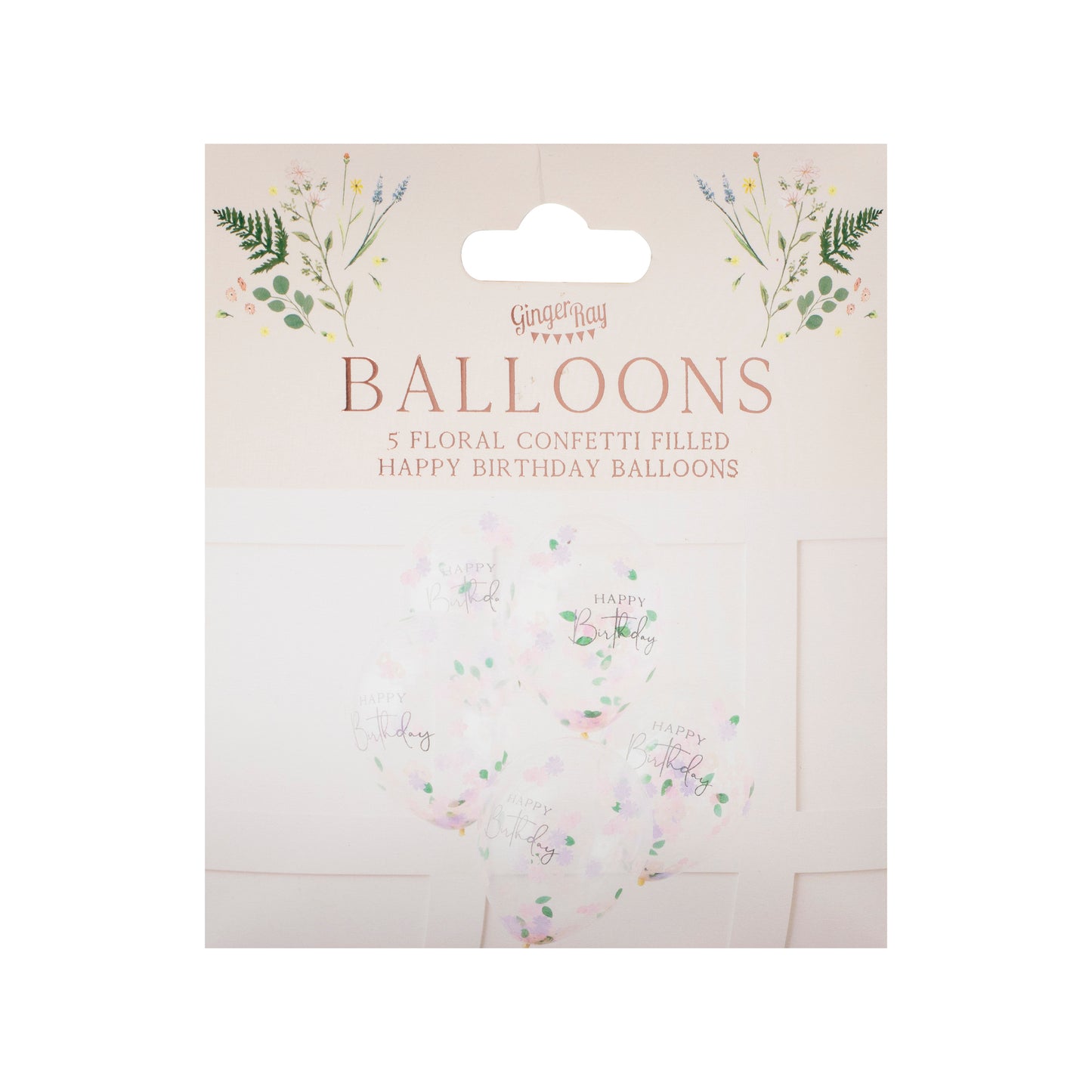 Floral Confetti Happy Birthday Balloons