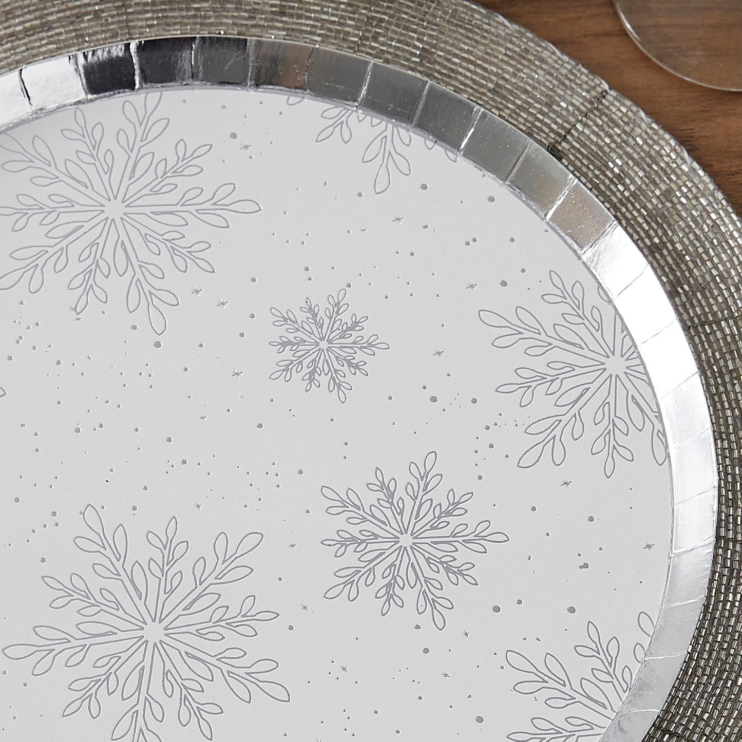 Silver Foiled Snowflake Christmas Paper Plates