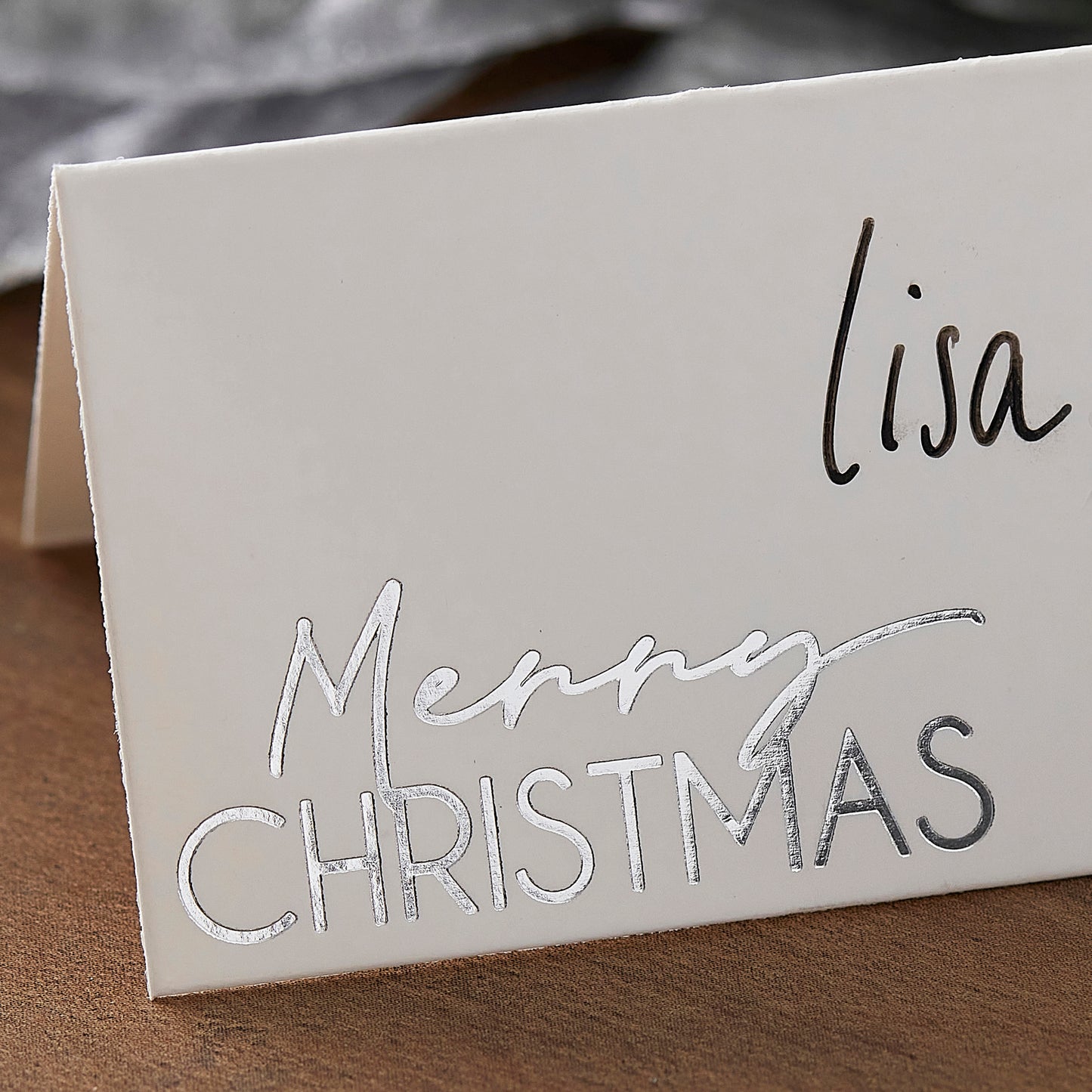 Silver Foil Merry Christmas Place Cards