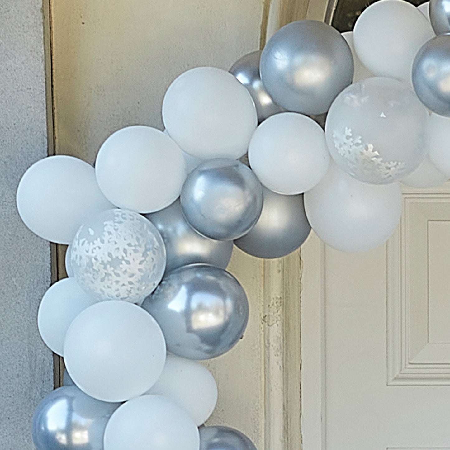 Silver And White Christmas Door Balloon Arch Kit