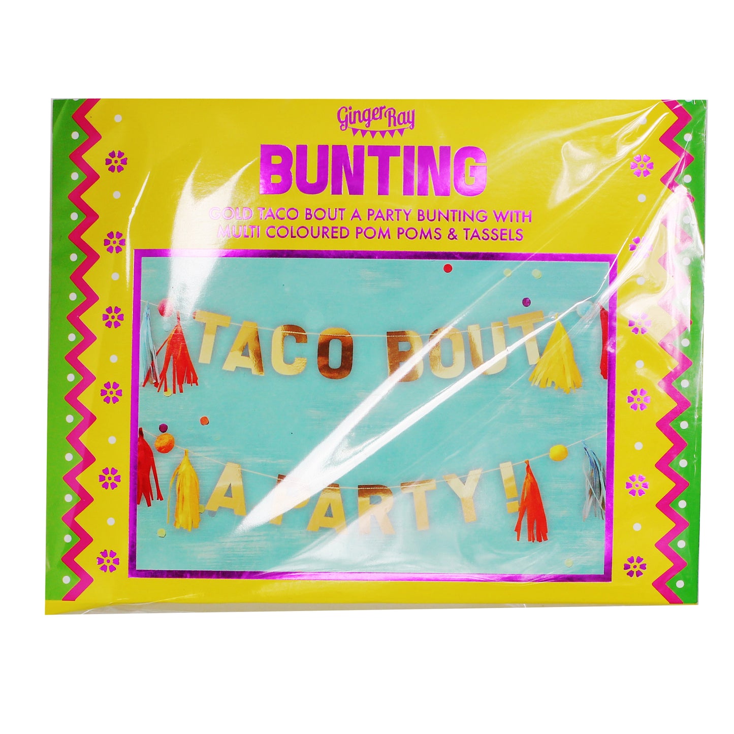 Gold Taco Party Pompom and Tassel Party Bunting - Viva la fiesta