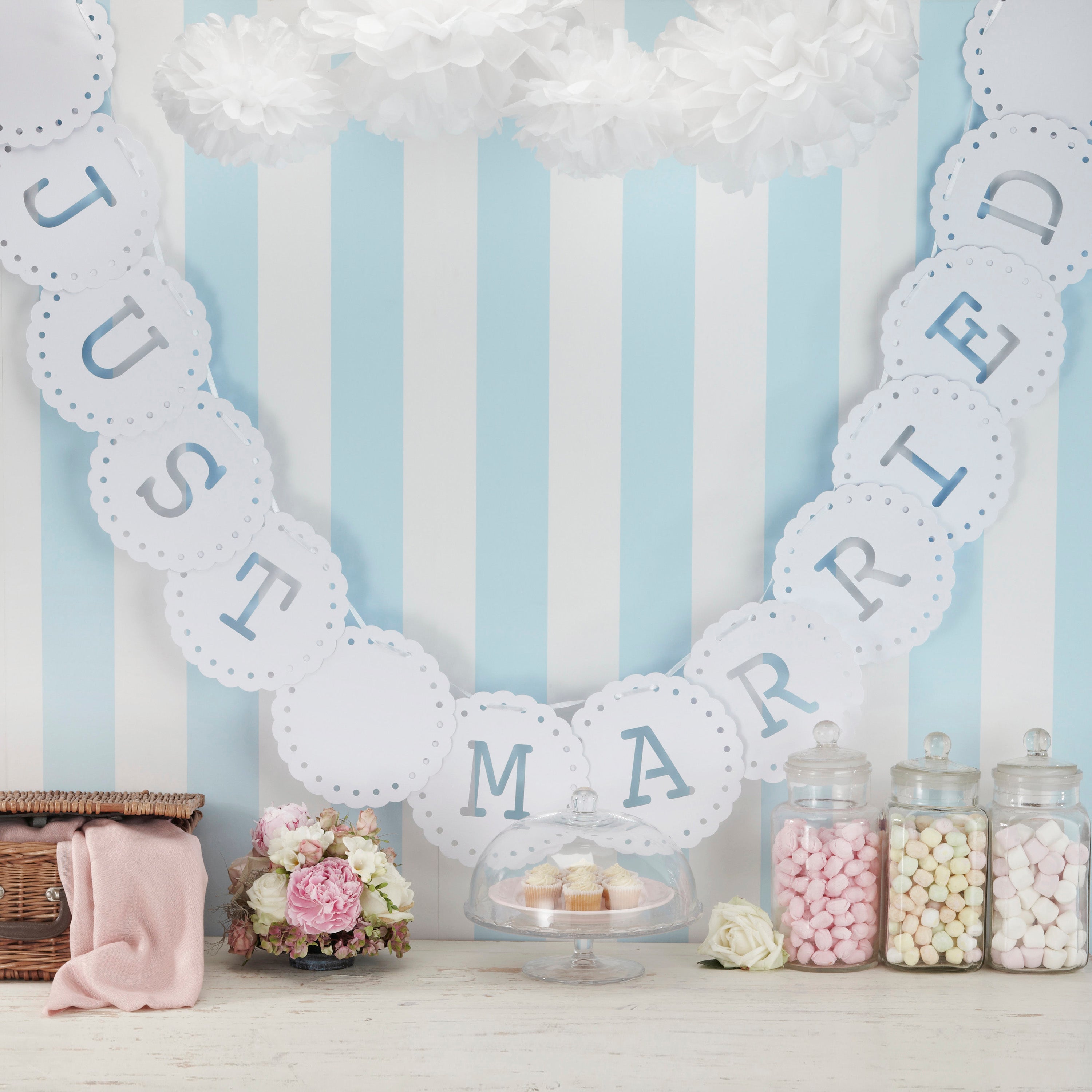 JIE Bannière Just Married (Gold)Just Married Banner Bunting Letter Streamer Bridal Shower