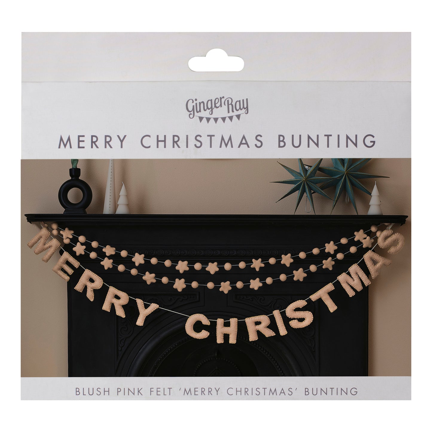 Blush Pink Felt Merry Christmas Bunting