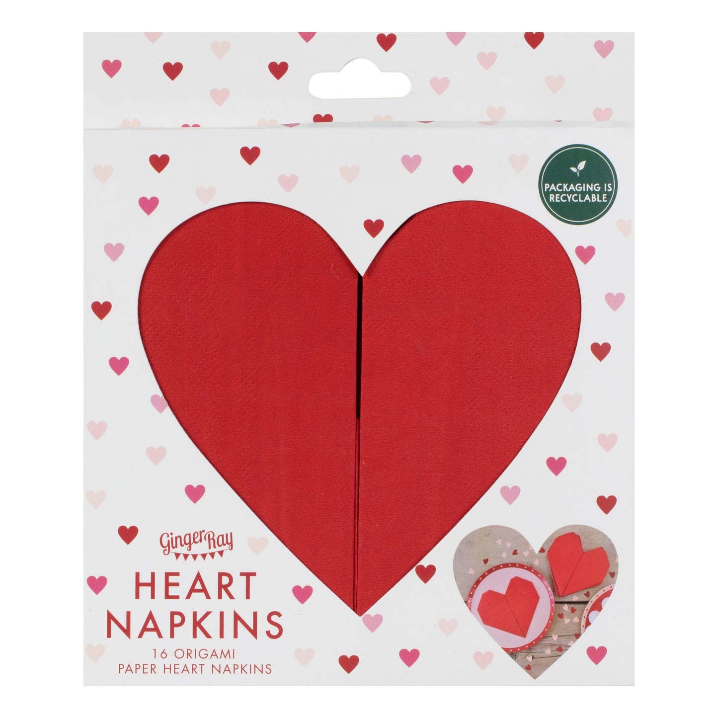 Red Origami Paper Heart Napkins