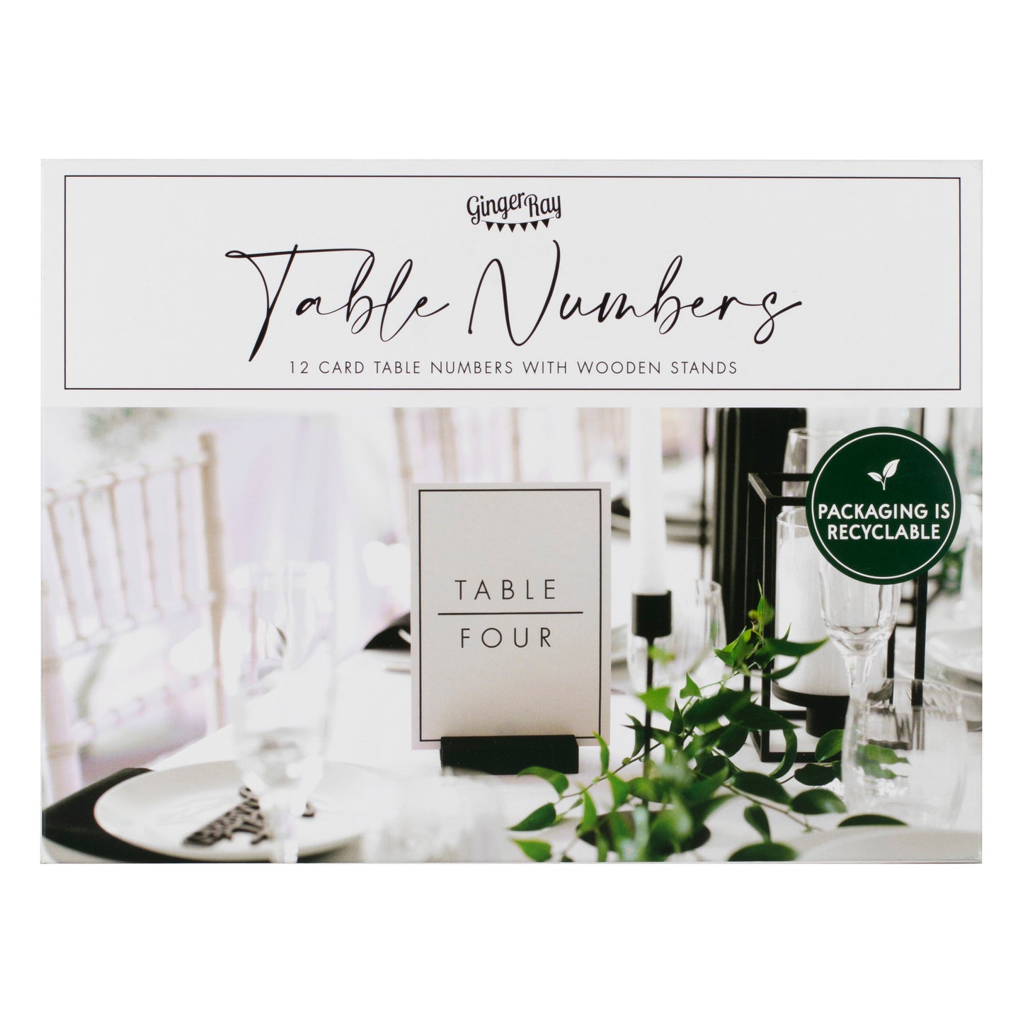 Black & White Wedding Table Numbers Holders & Cards
