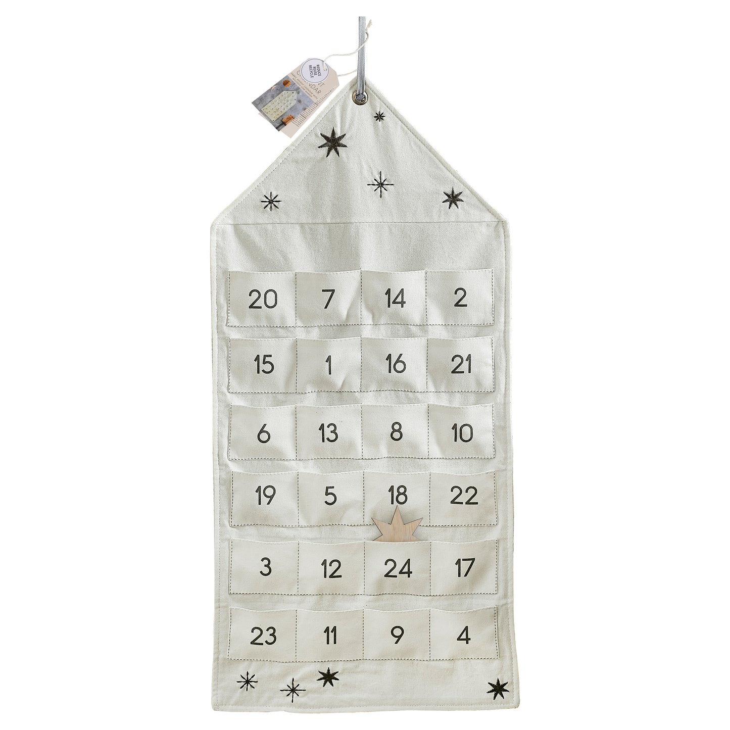 Fill Your Own Fabric Christmas Advent Calendar with Wooden Star