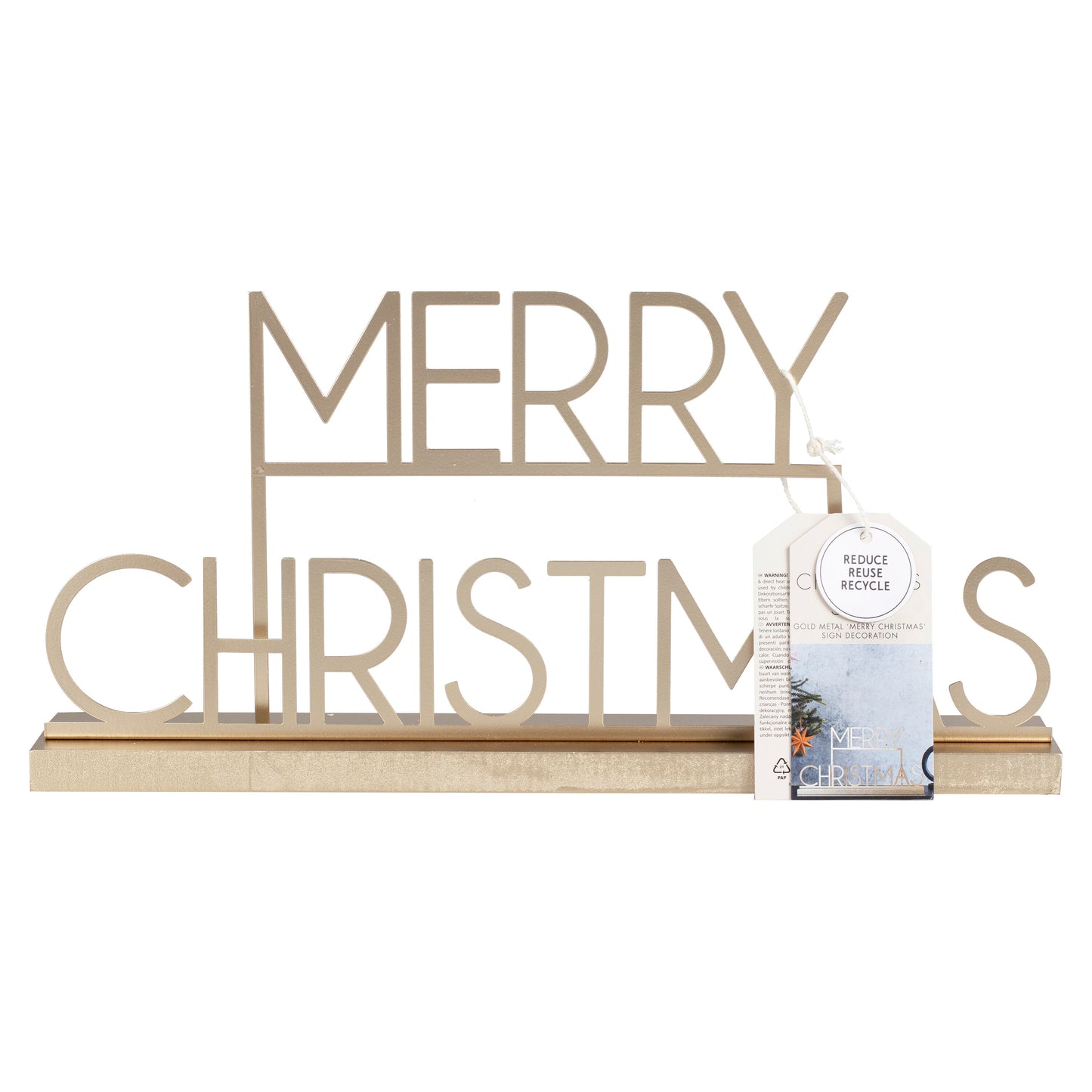 Gold Metal Merry Christmas Sign