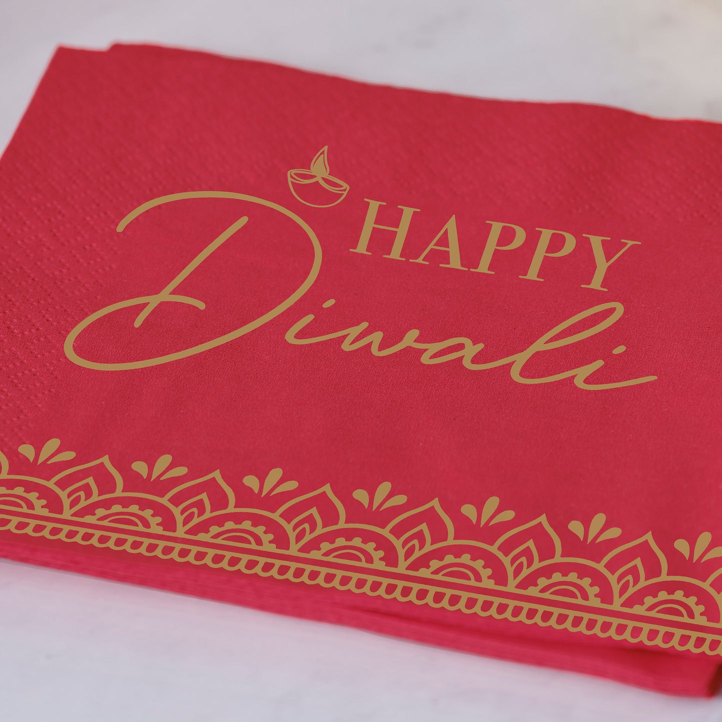 Red Happy Diwali Paper Napkins