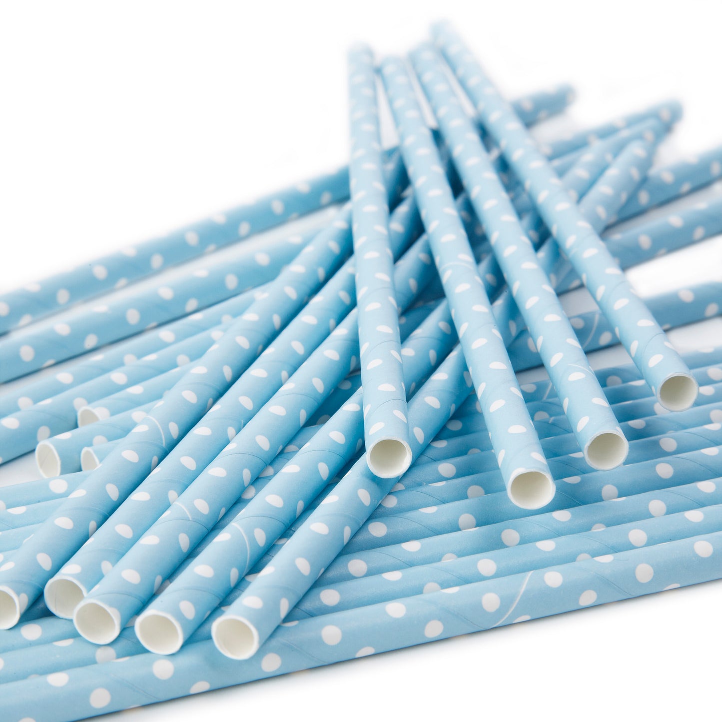 Aqua Polka Dot Paper Straws
