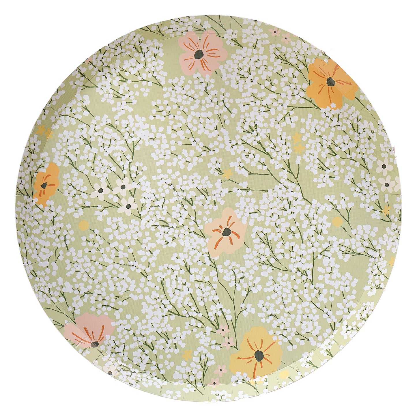 Ditsy Green Floral Paper Plates