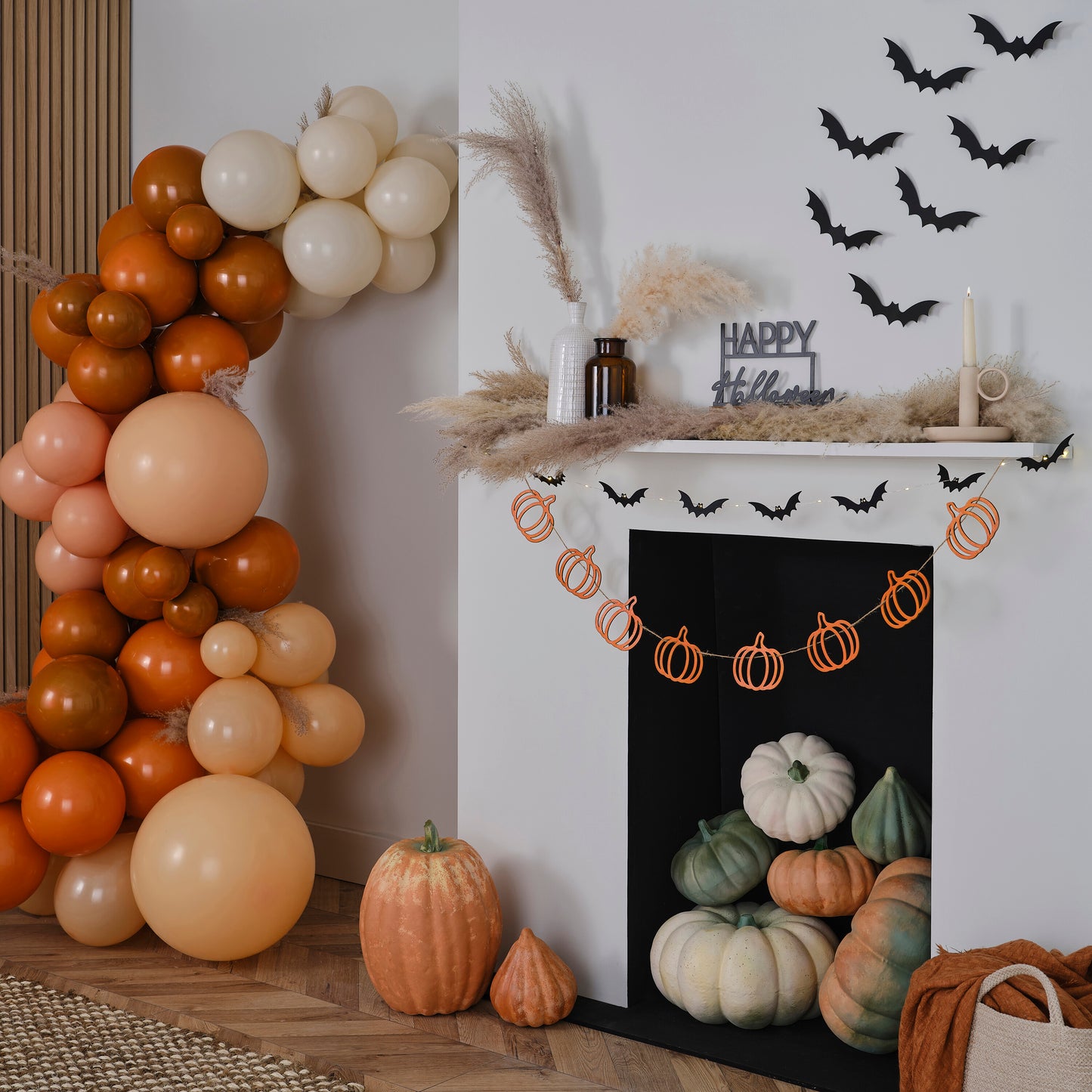 Orange, Sand and Peach Halloween Balloon Arch Kit with Pampas