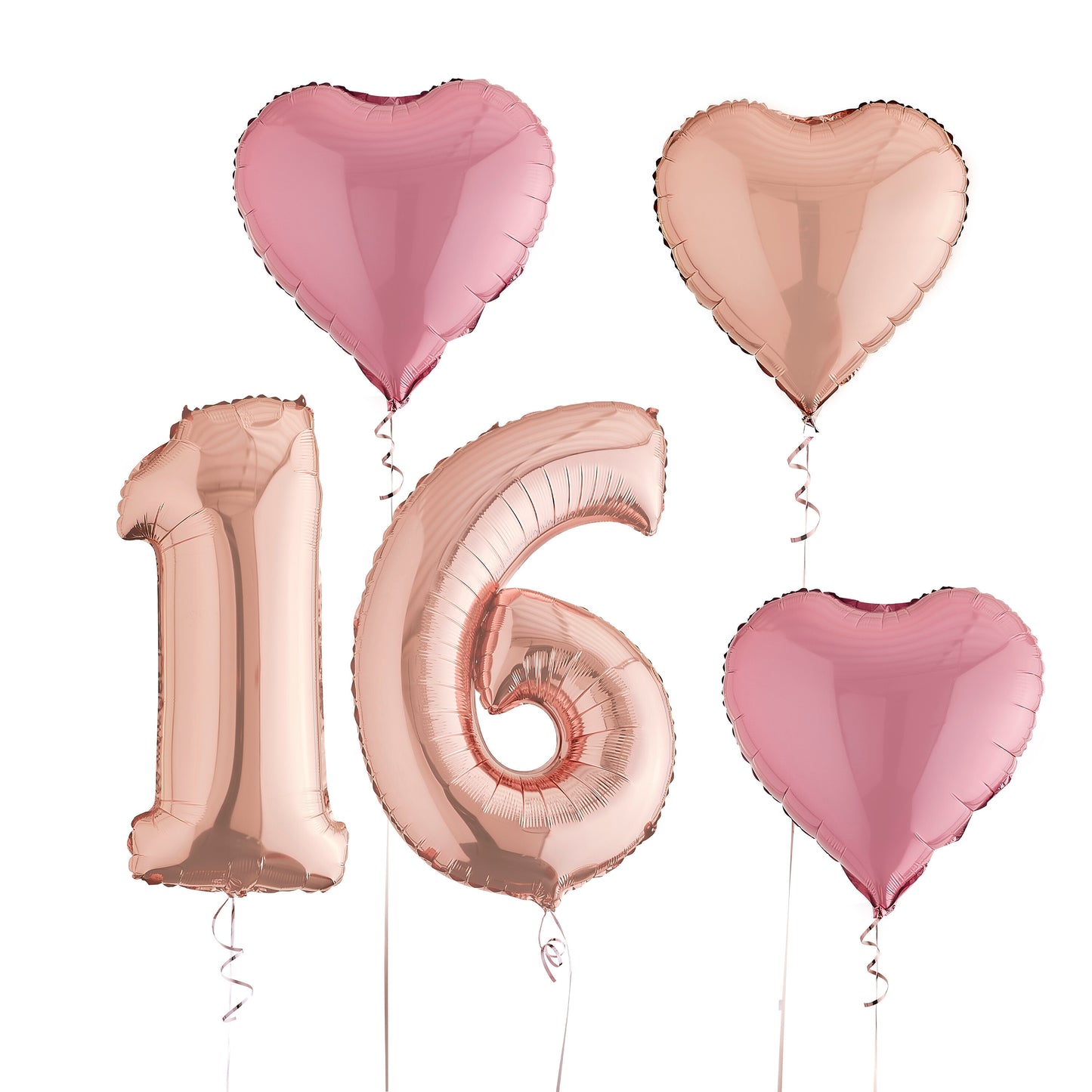 16th Birthday Rose Gold Helium Deluxe Bunch Balloons Delivered