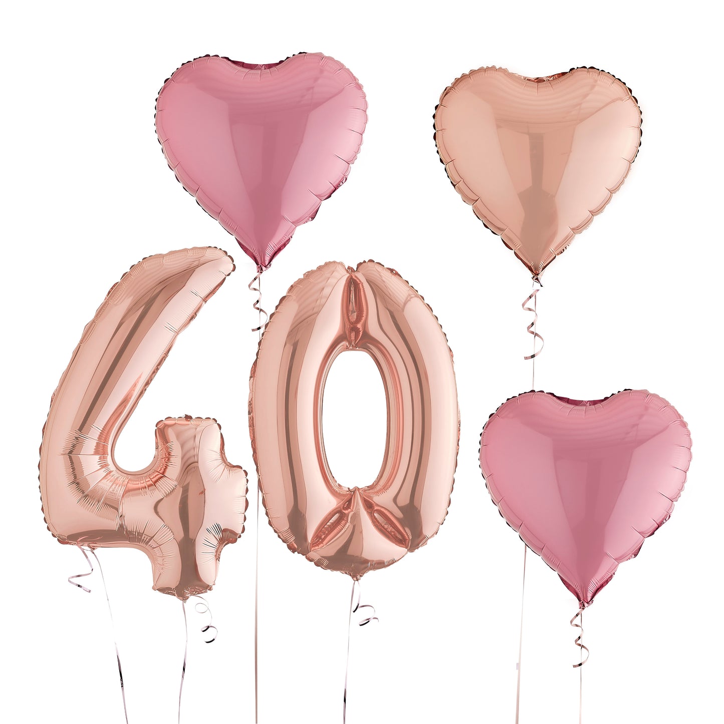 40th Birthday Rose Gold Helium Deluxe Bunch Balloons Delivered