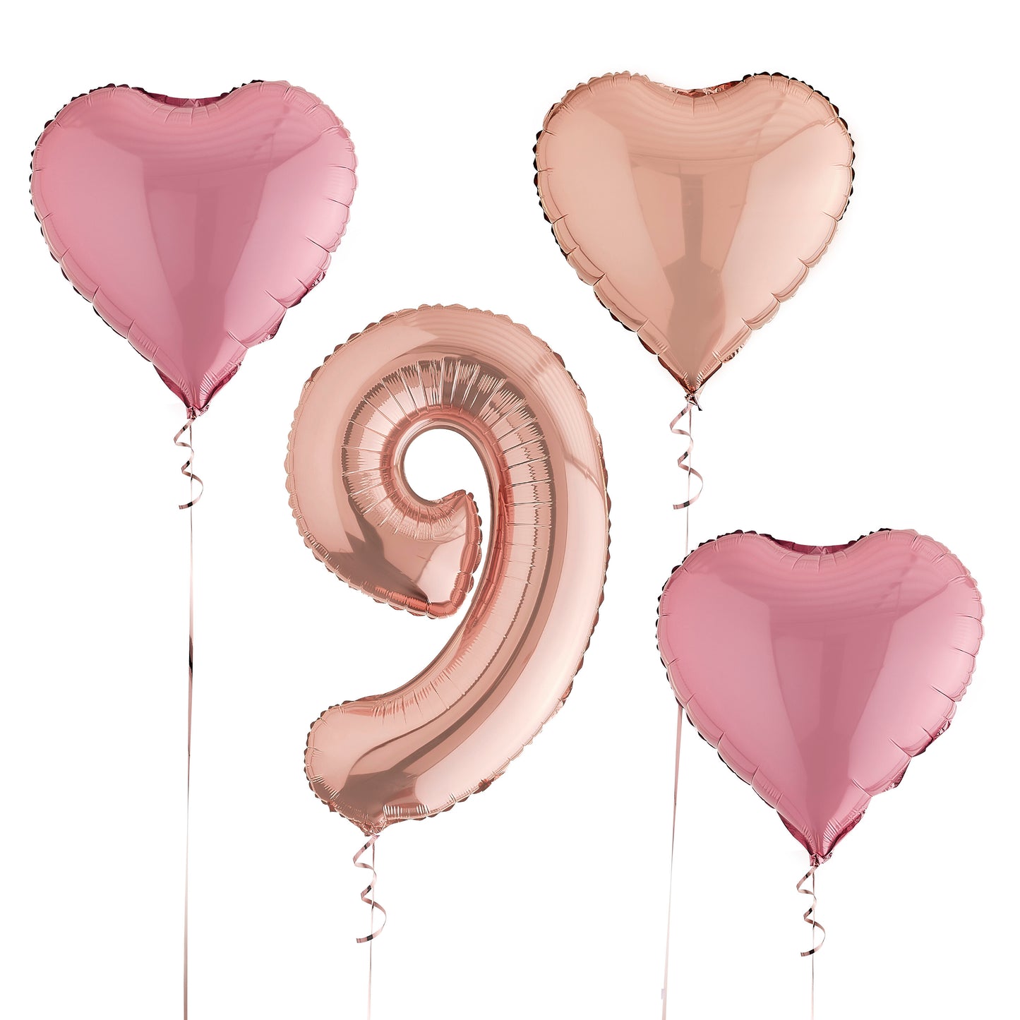 9th Birthday Rose Gold Helium Balloons Delivered