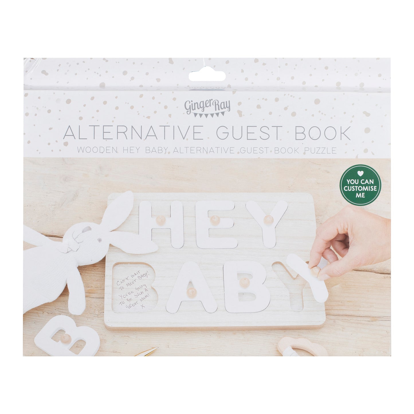 Hey Baby Wooden Puzzle Baby Shower Guest Book