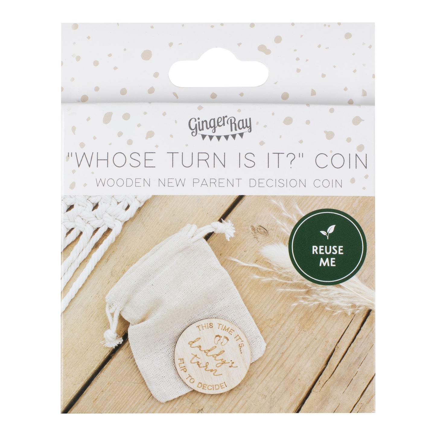 Whose Turn Is It? Decision Coin Wooden Baby Shower Gift