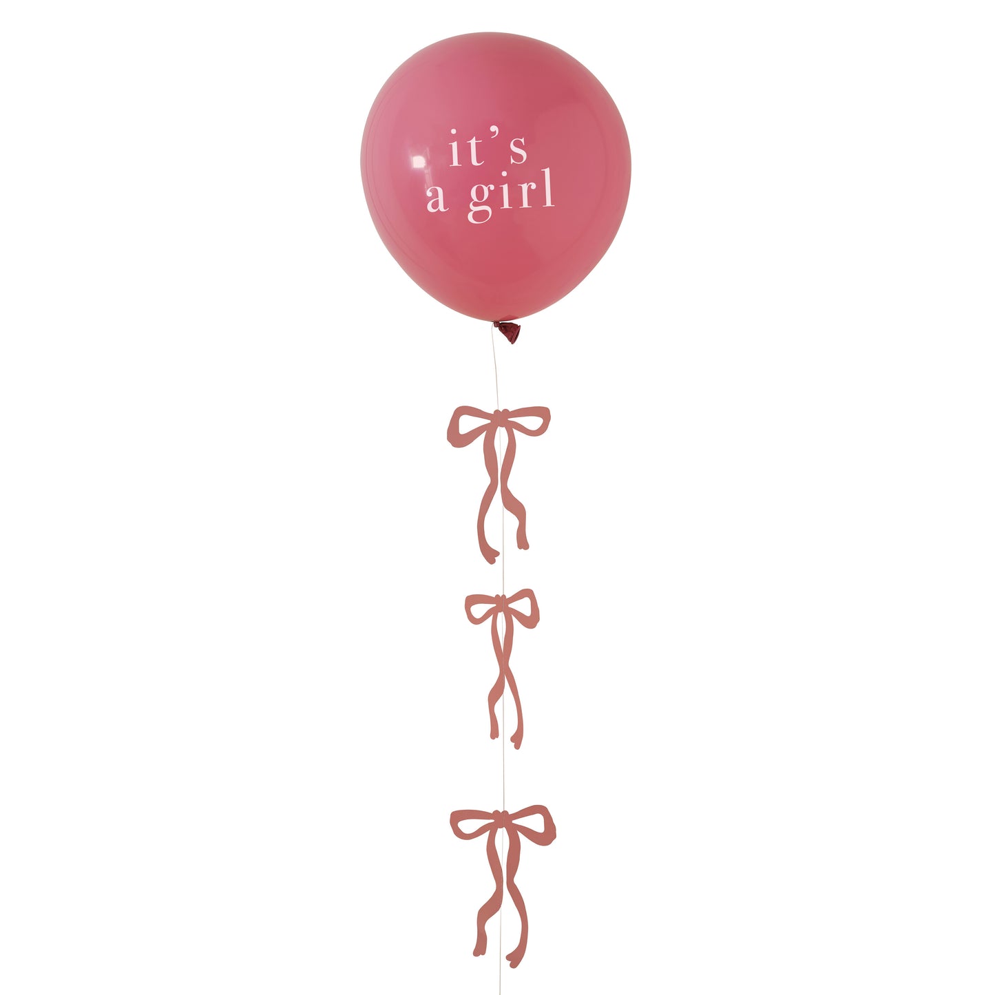 Pink 'It's a Girl' Balloon with Bow Balloon Tail