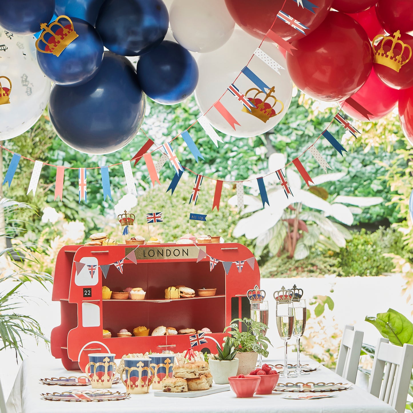 Red, White & Blue Balloon Arch With Crowns