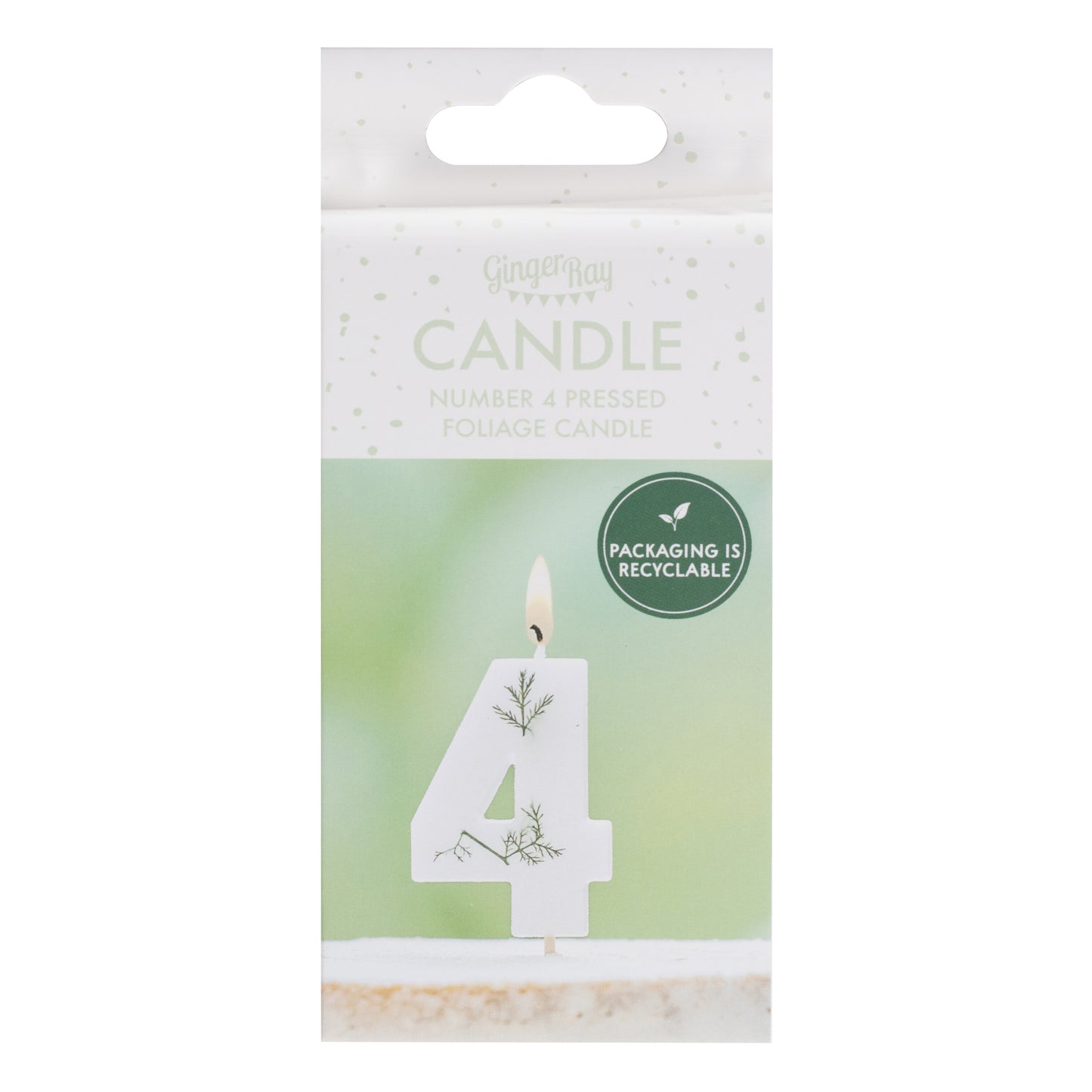 Leaf Foliage Number 4 Birthday Candle