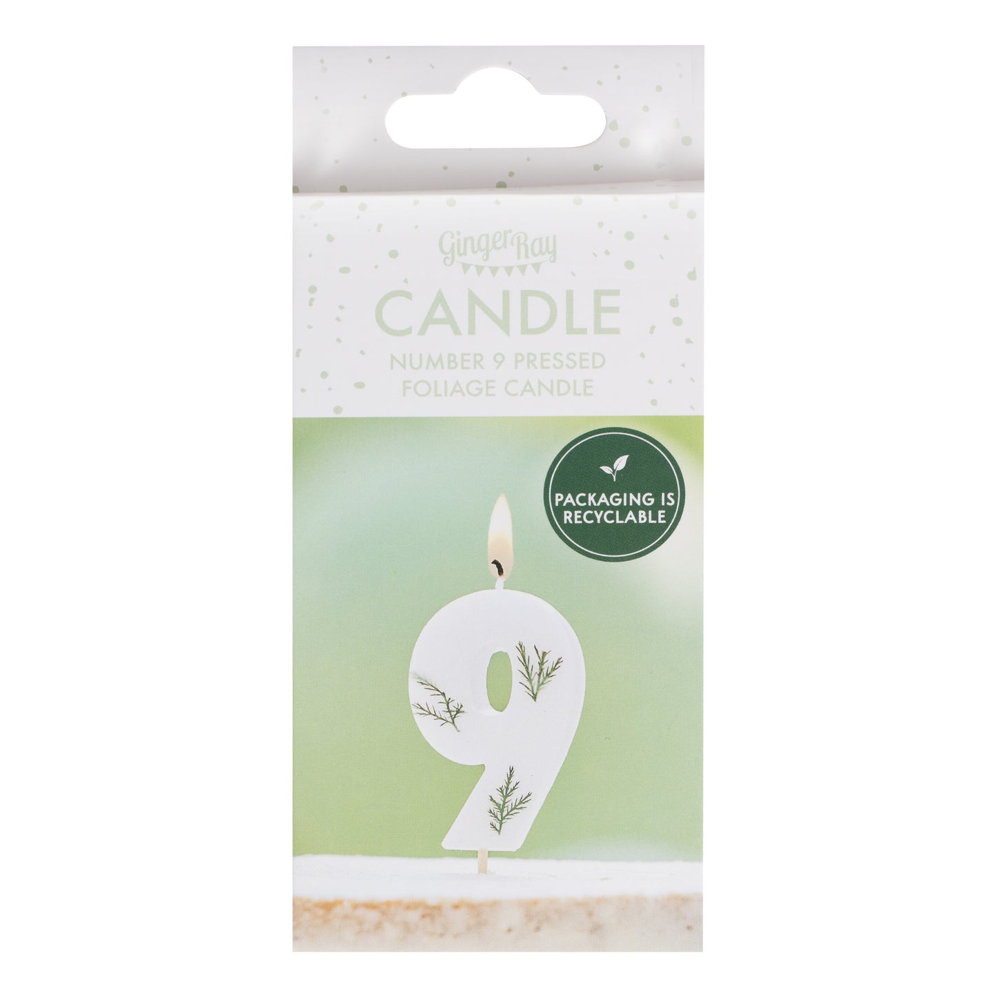 Leaf Foliage Number 9 Birthday Candle