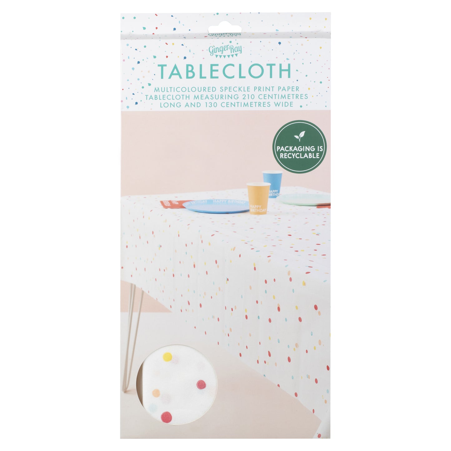 Multicoloured Speckle Print Paper Tablecloth