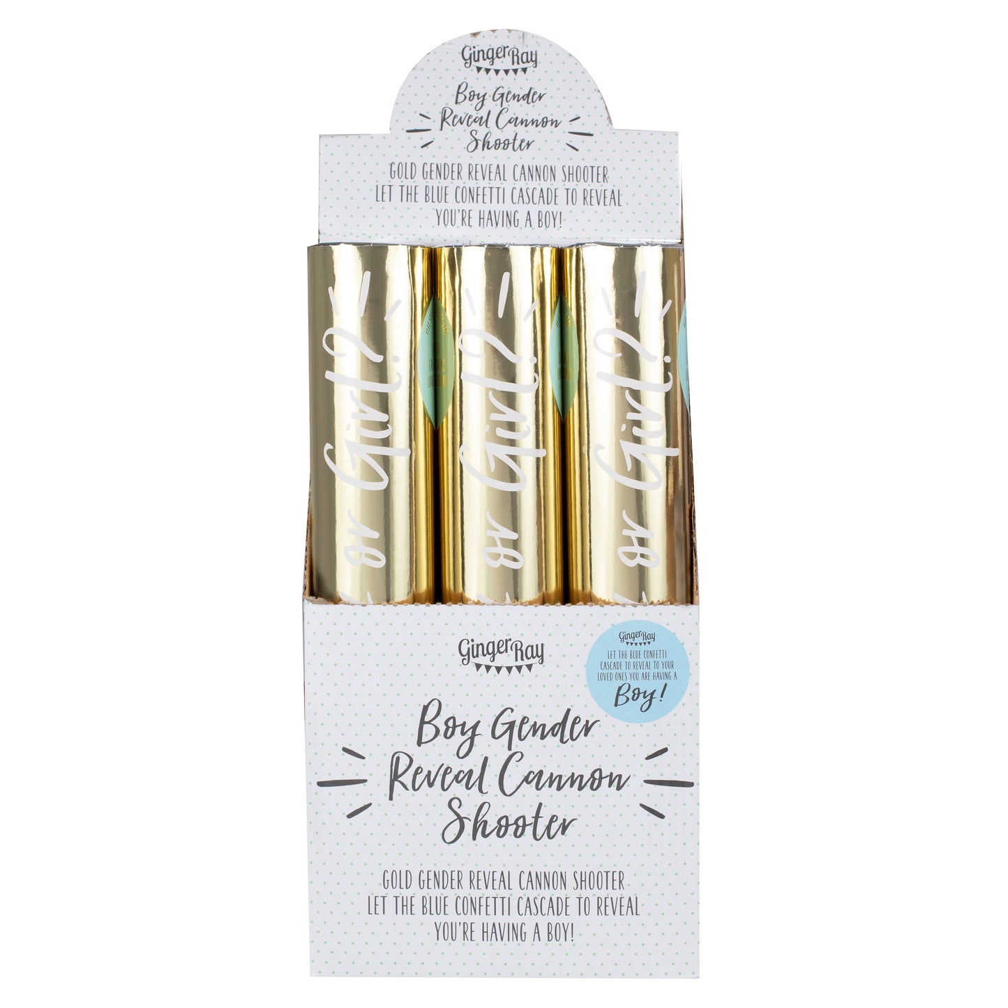 Gender Reveal Confetti Cannon With Blue Boy Confetti