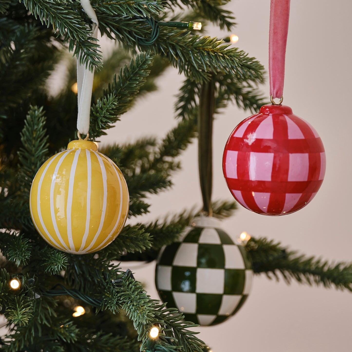 Green and White Hand Painted Christmas Bauble