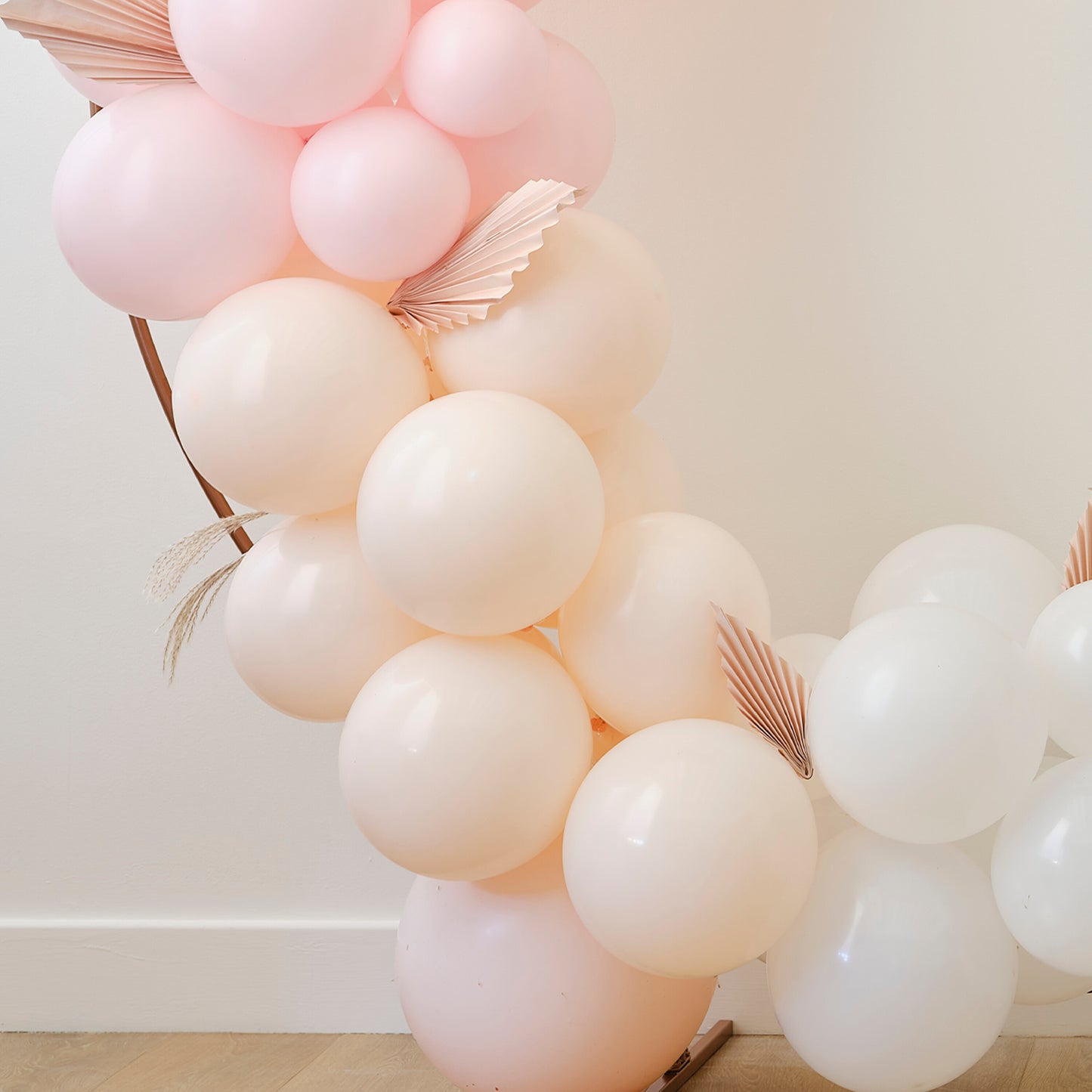 Pampas, White, Peach and Rose Gold Balloon Arch Kit