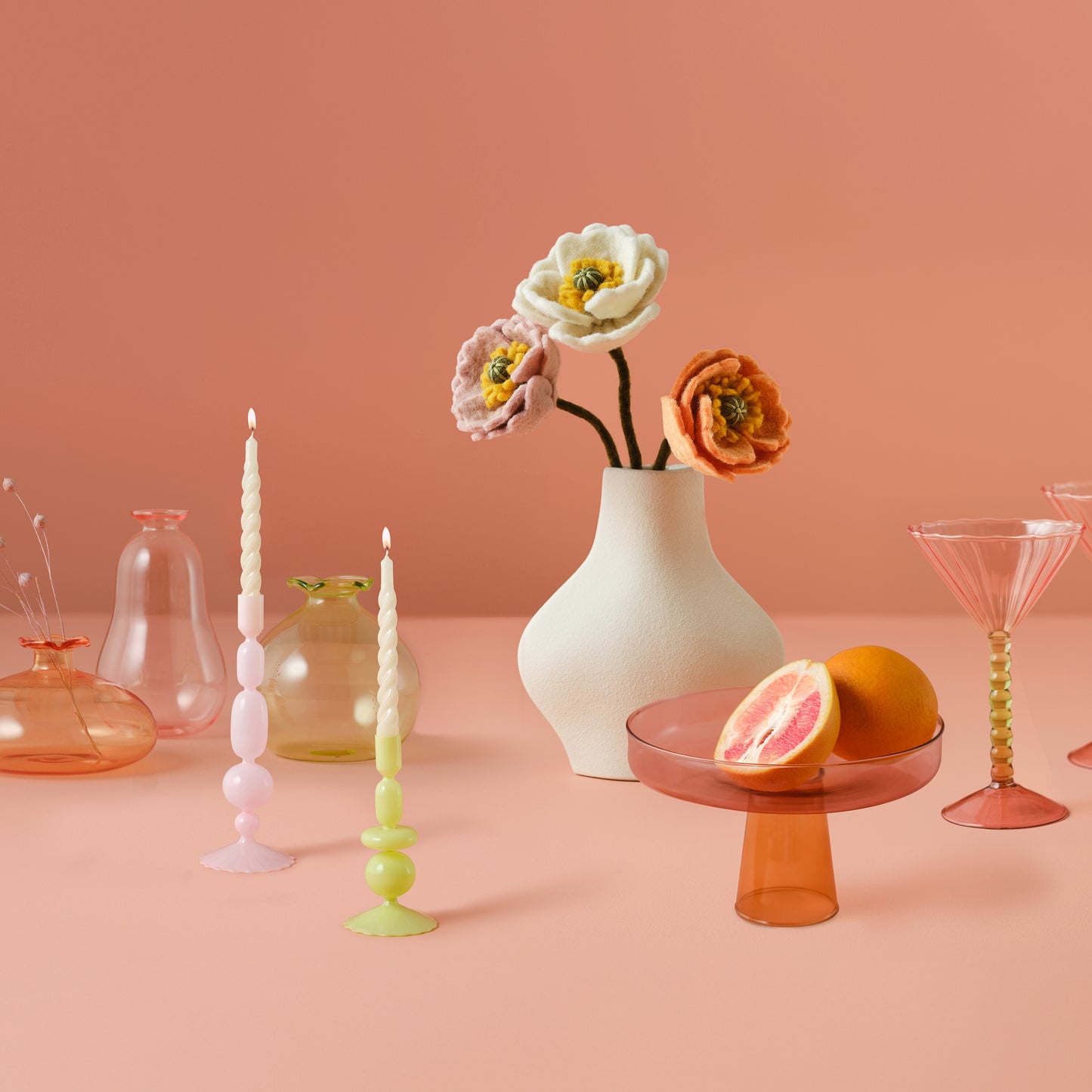 Pink and Orange Glass Cake Stand