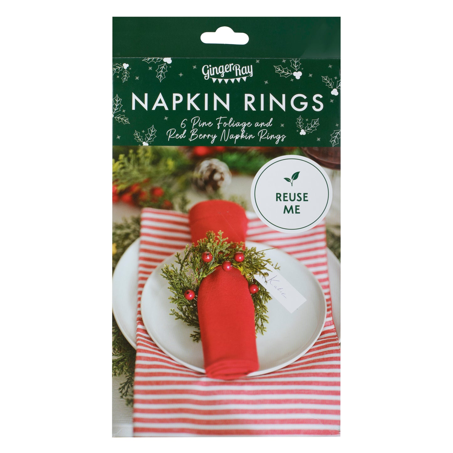 Foliage and Berry Christmas Napkin Rings