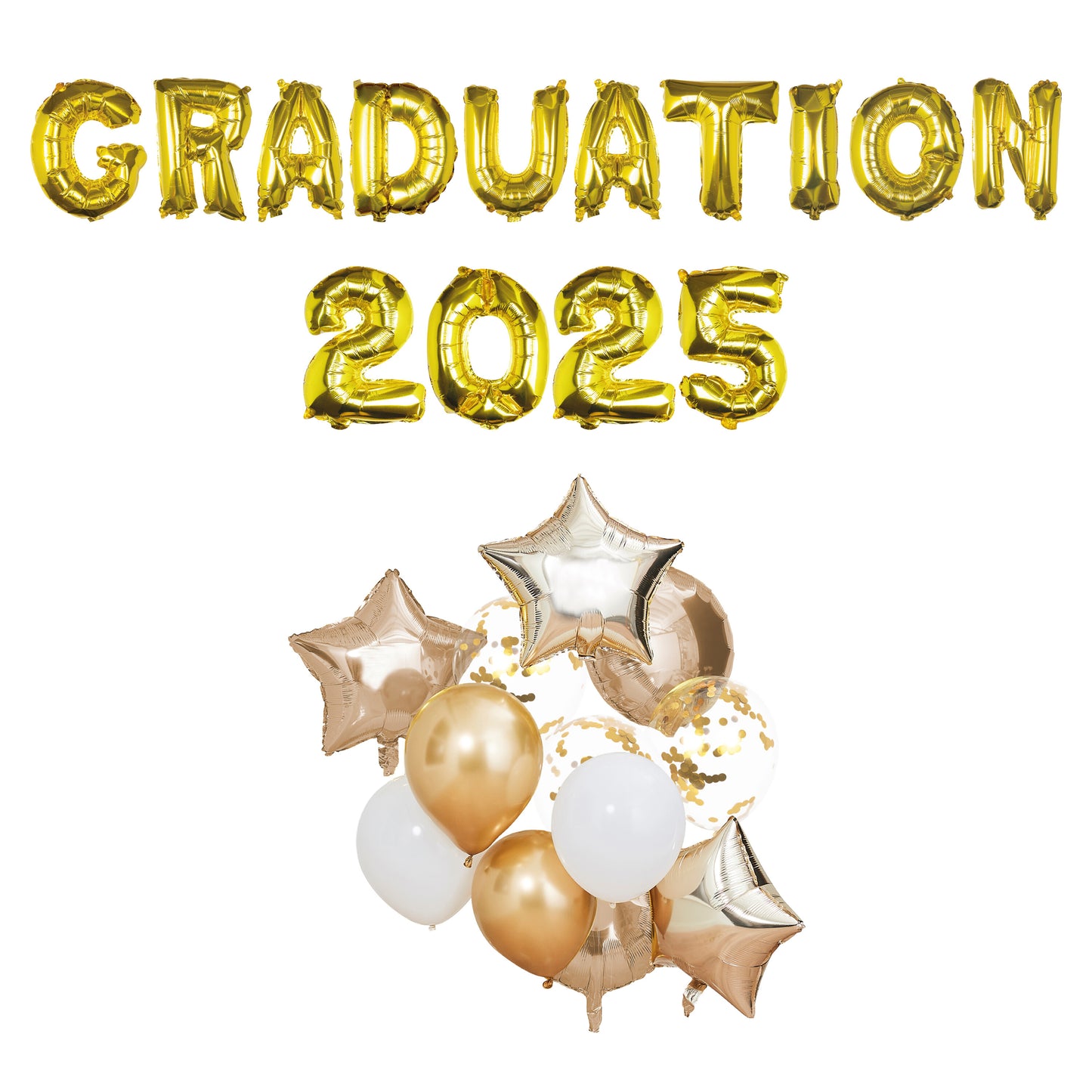 Gold Graduation 2025 Balloon Bundle